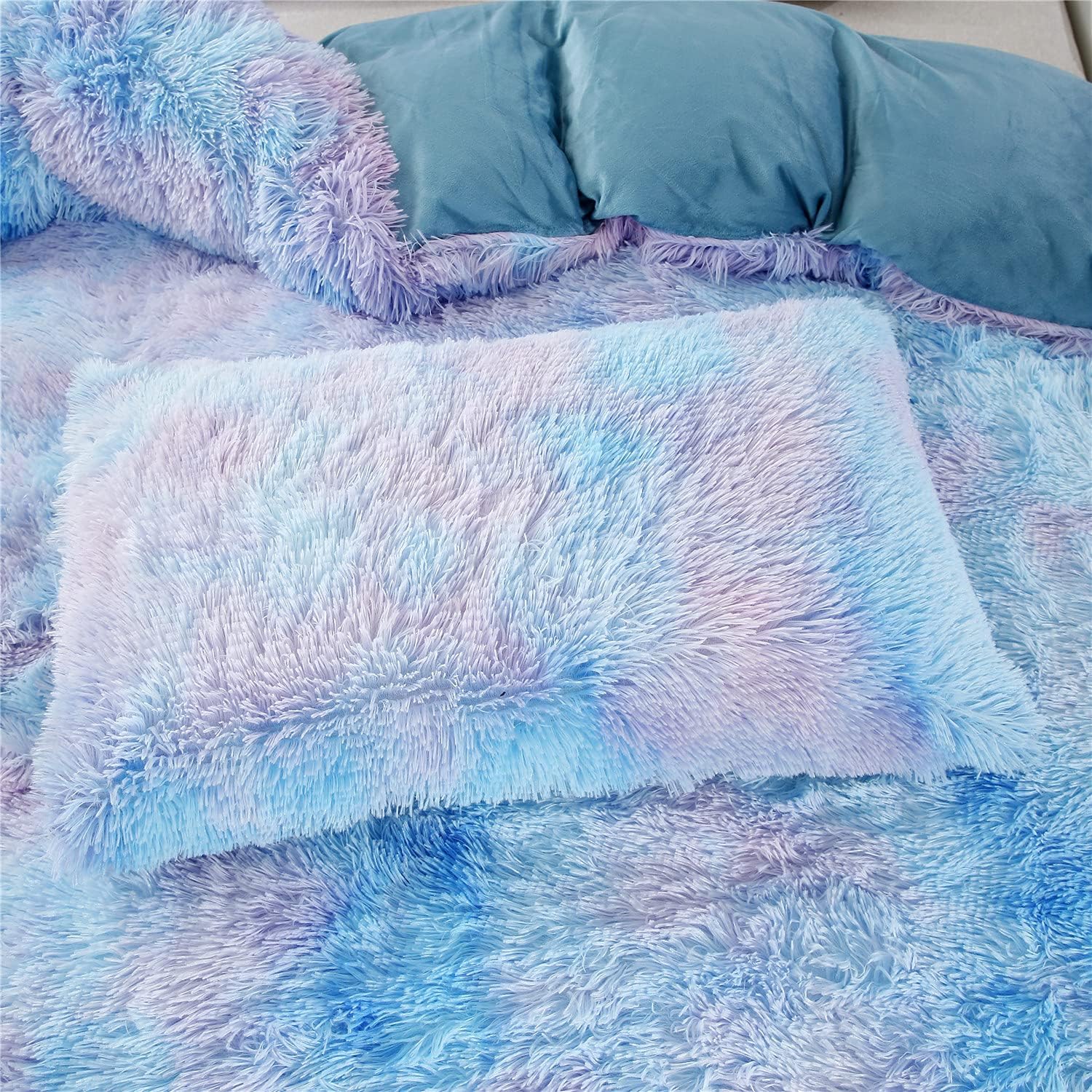 RYNGHIPY Fuzzy Faux Fur Duvet Cover Set Twin Size