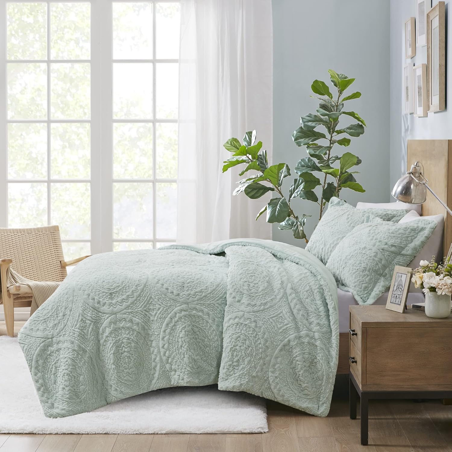 Madison Park Arya Plush Comforter Set Aqua 2 Piece 1
