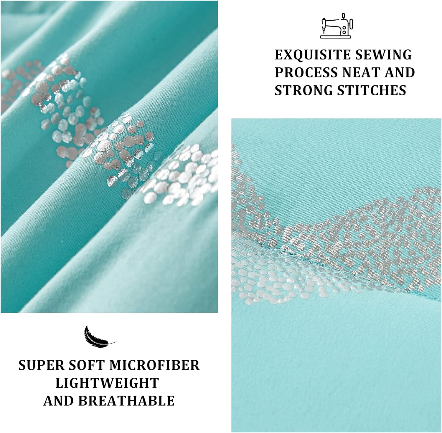 Menghomeus Aqua Comforter Set Twin XL Teal and Silver