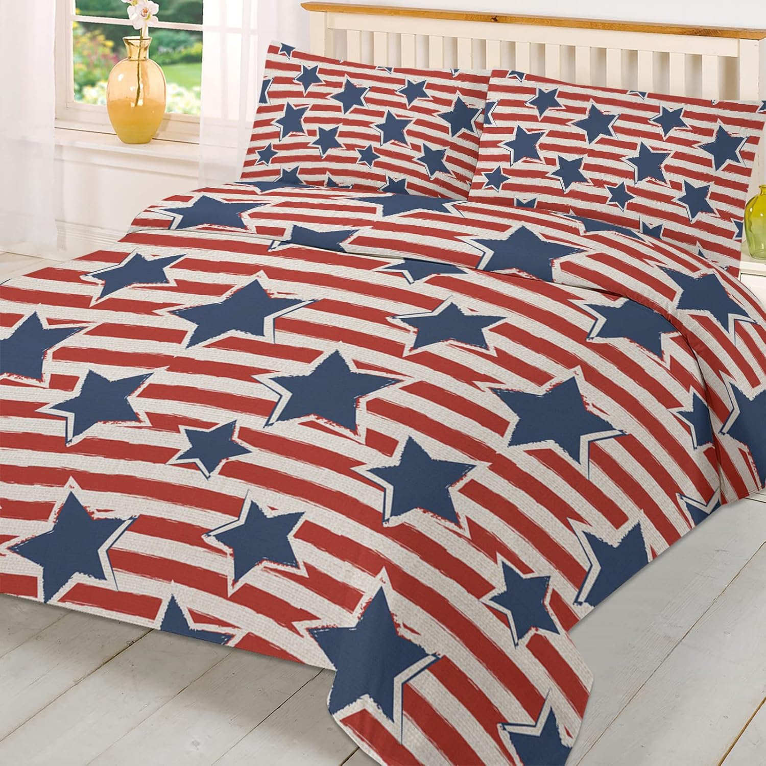 OComster 4th of July California King Quilt Set