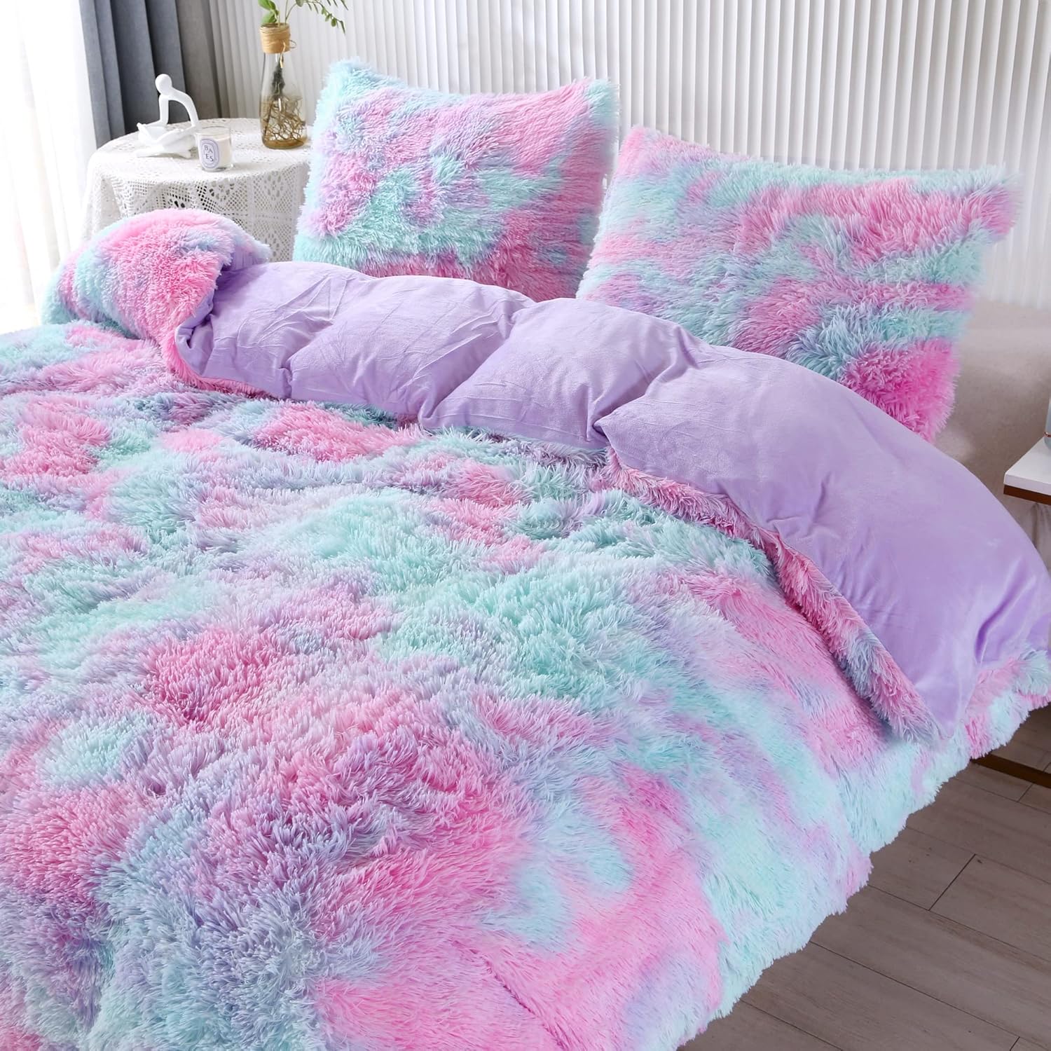 RYNGHIPY Purple Tie Dye Duvet Cover Set Twin Size 1
