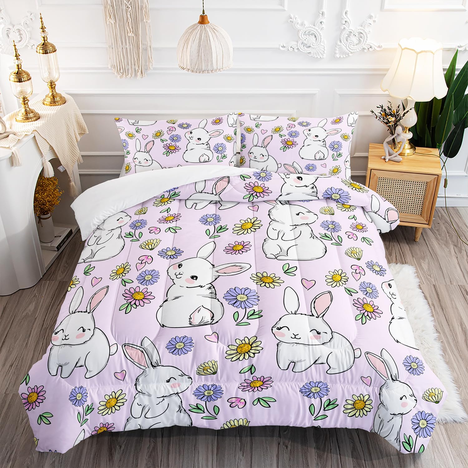 AILONEN Rabbit Comforter Set Twin Size
