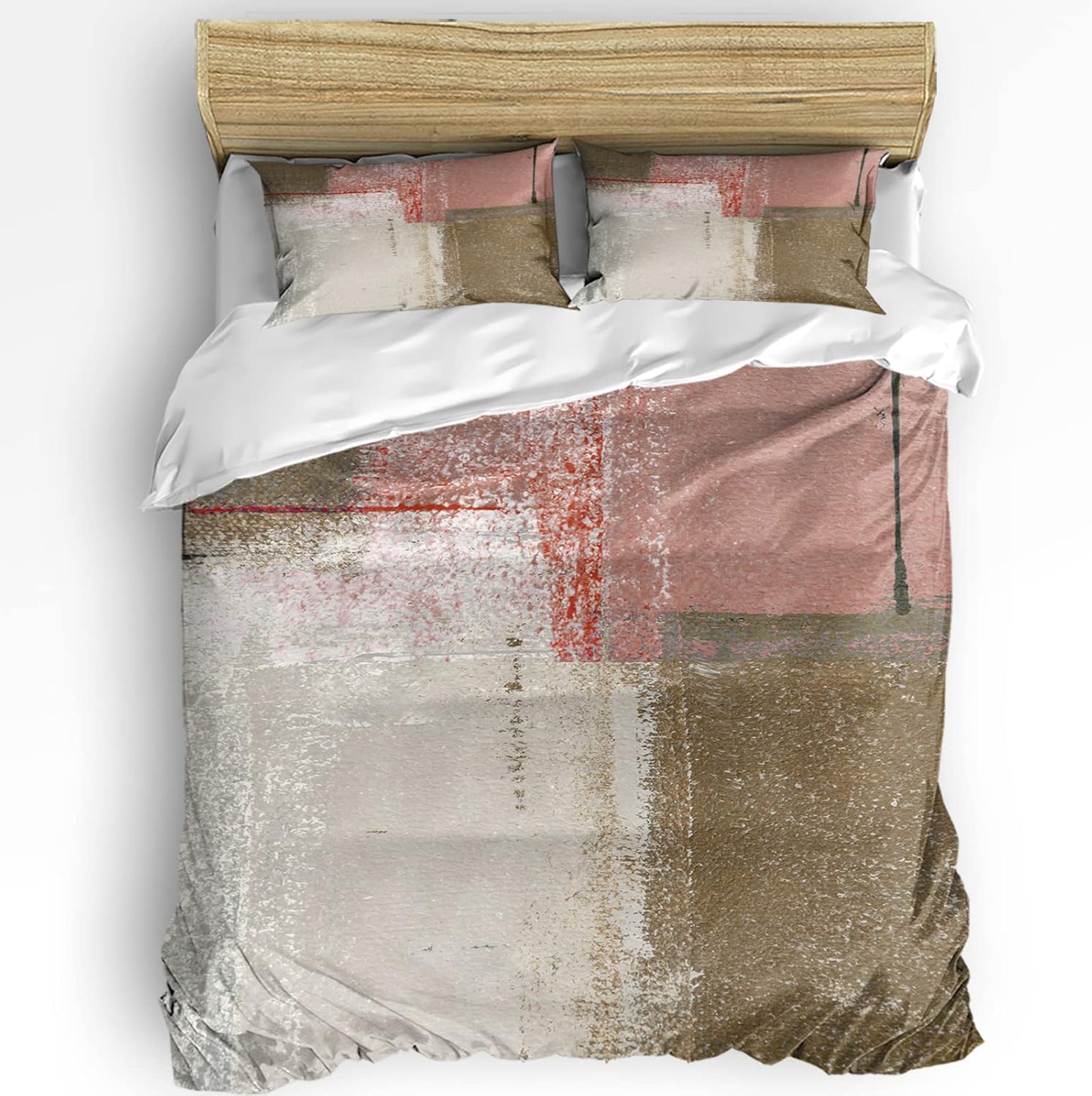 OComster California King Duvet Cover Set 3 Piece Geometric Art Pillow Shams