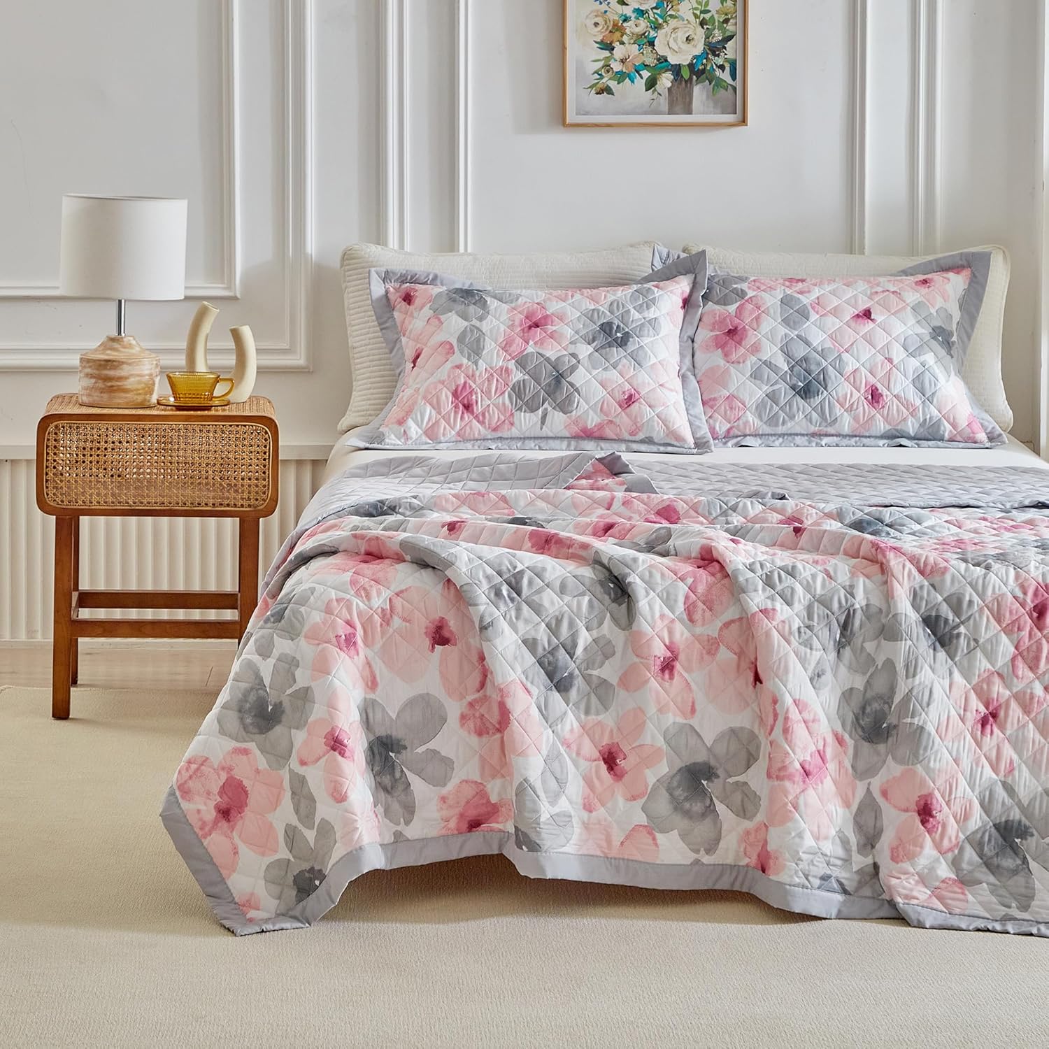 Cooling Quilt Set Queen Size Reversible Floral