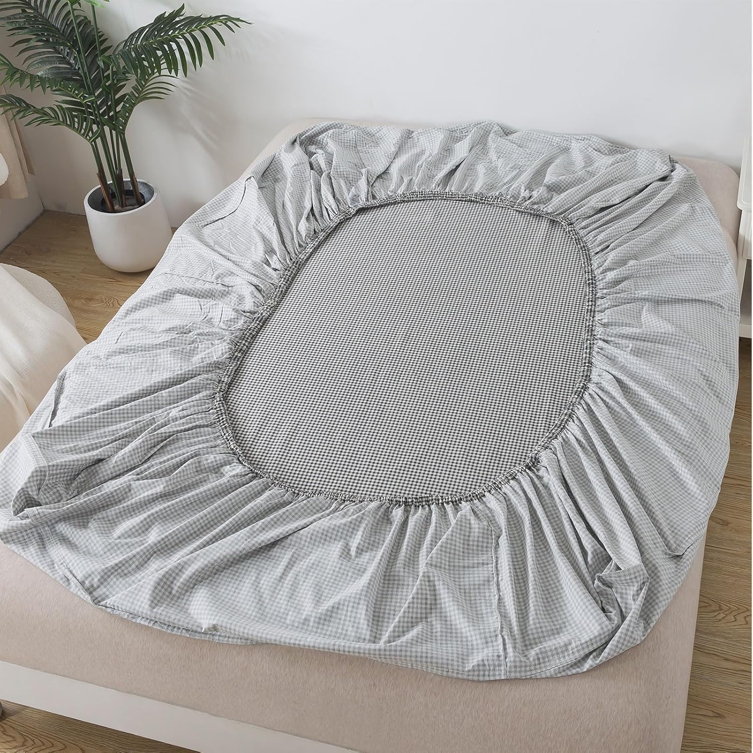 FADFAY Cal King Black Plaid 100 Cotton Sheet Set