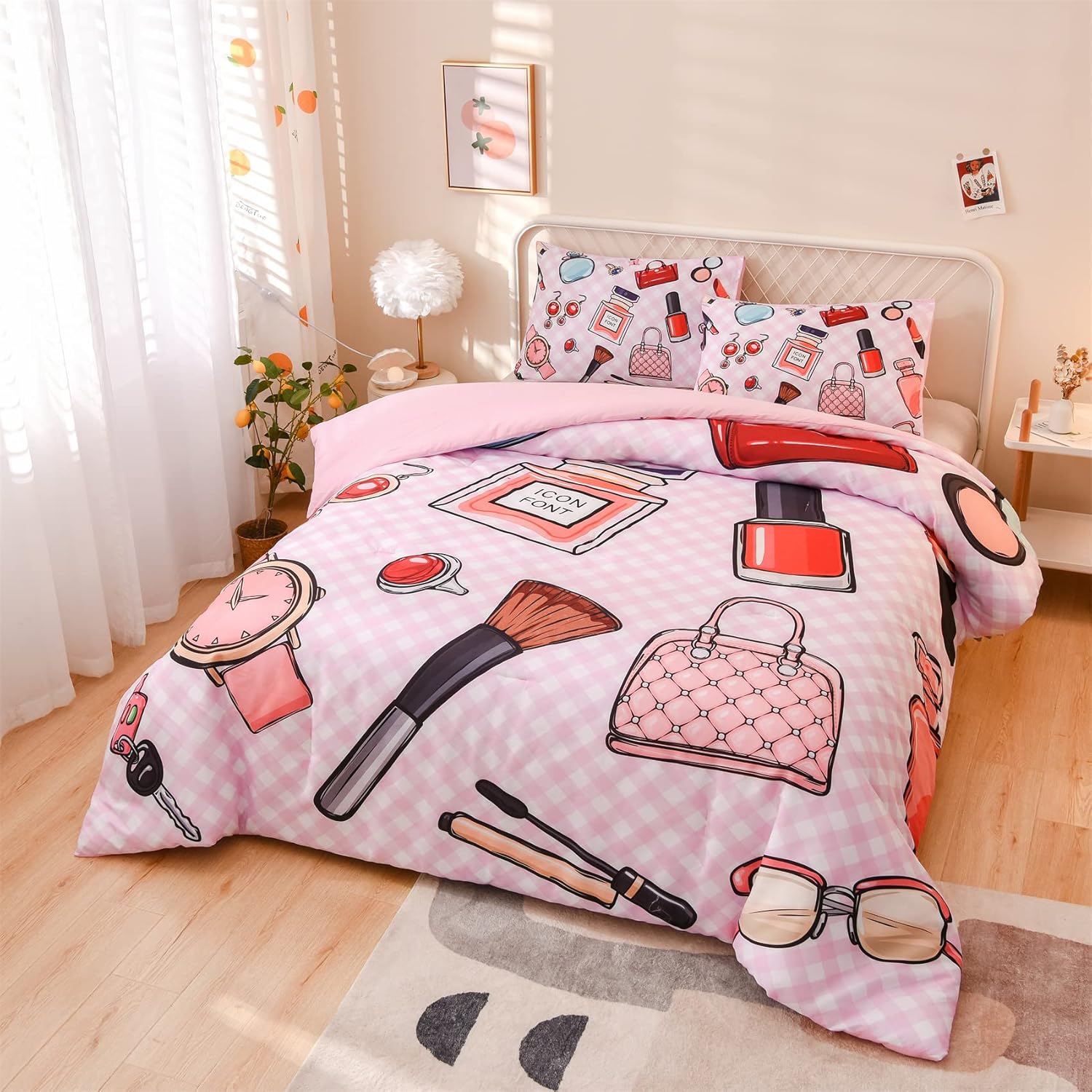 Aimuan Cosmetic Perfume Bag Lipstick Diva Pink Quilt Set 3 Pcs