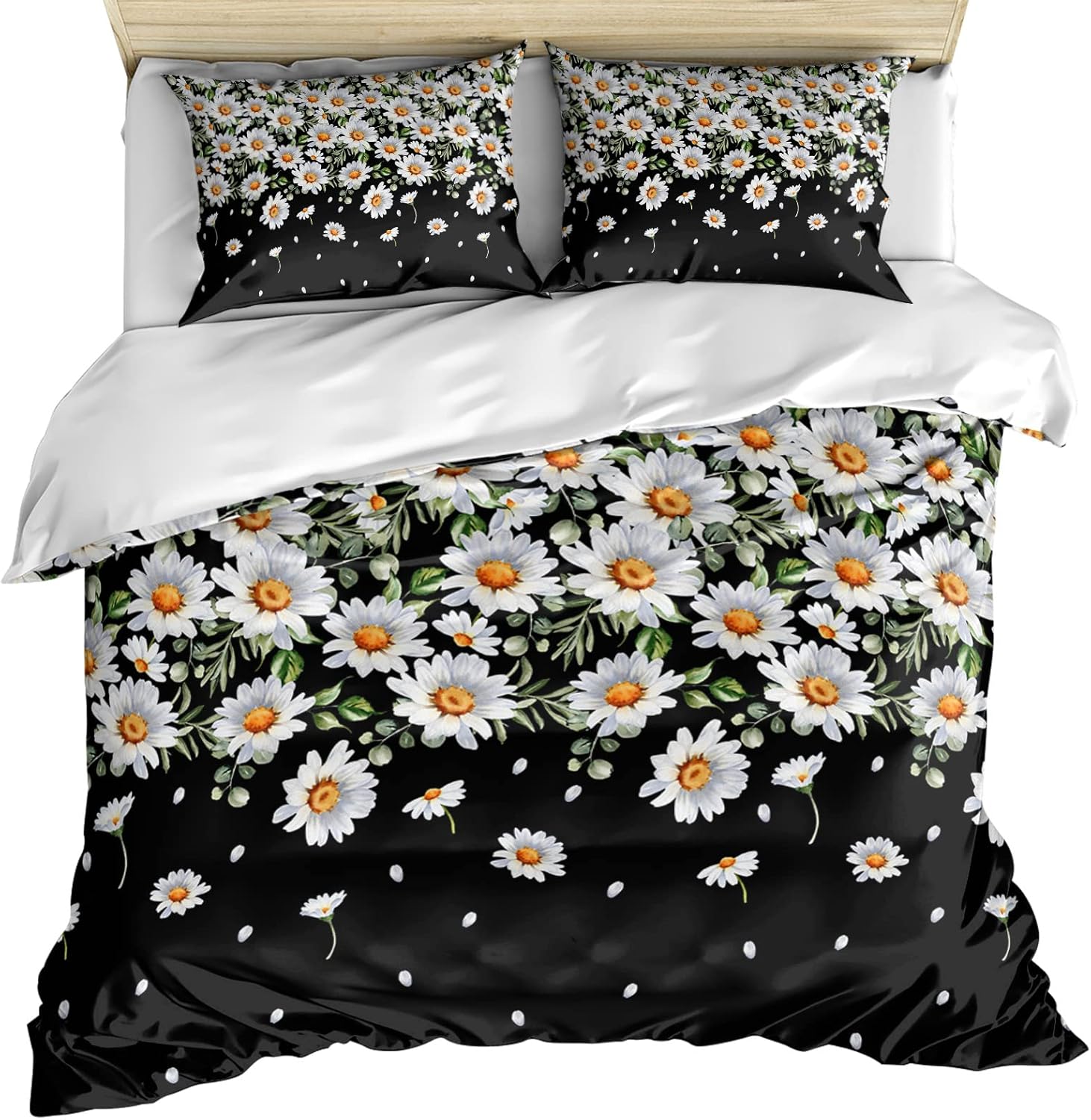 OComster California King Duvet Cover Set with Weeping Flowers Print