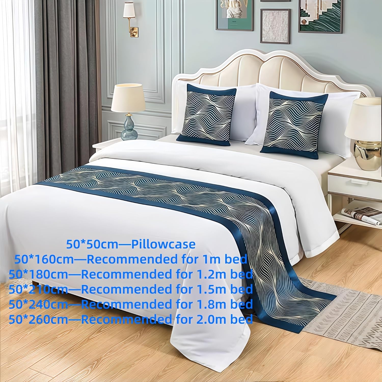Luxury Bed Runner for Guest Room with Embroidery