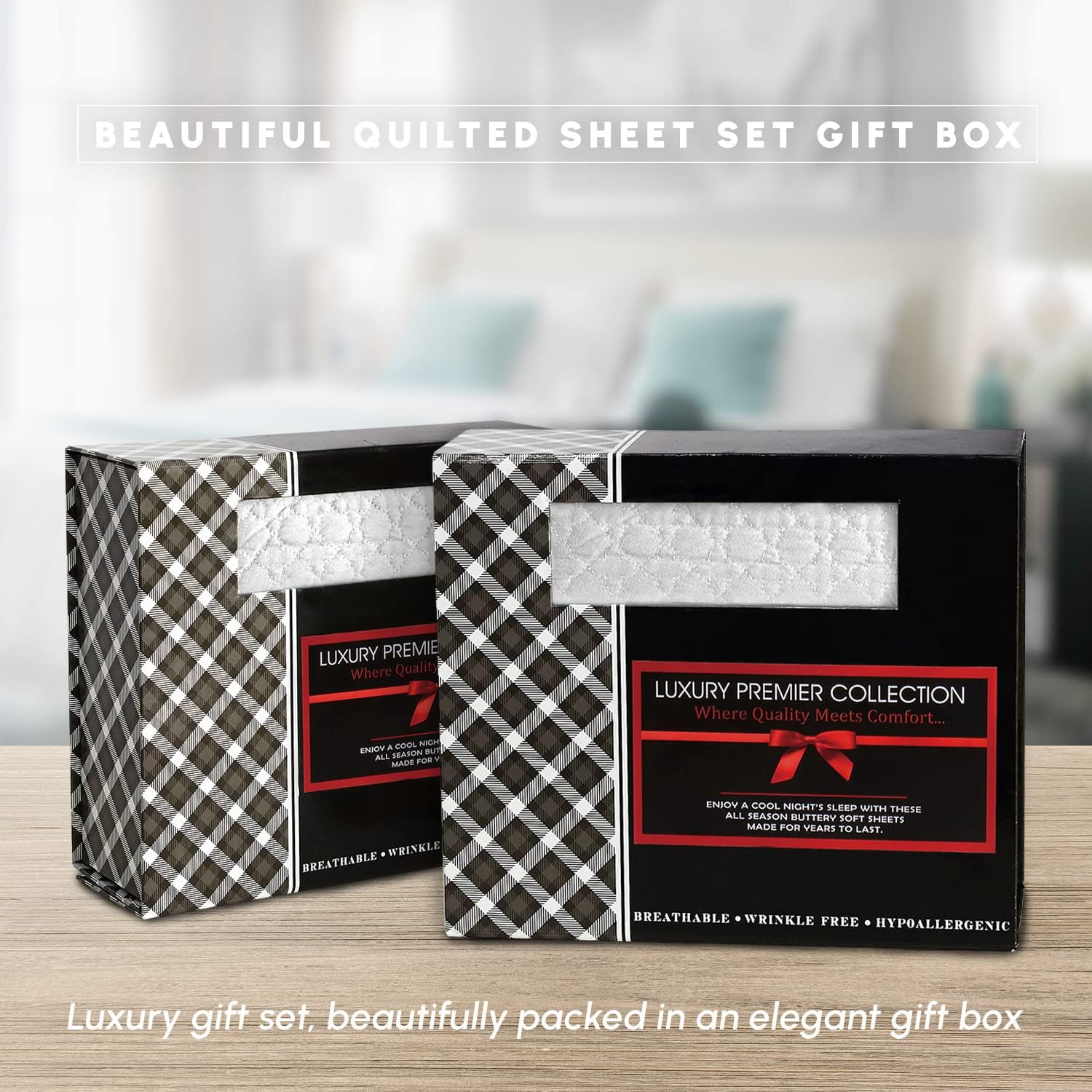 Elegant Comfort 4-Piece Quilted Bed Sheet Set - White