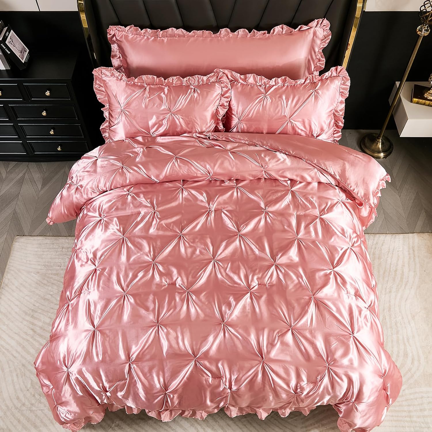 Bedbay Pink Satin Comforter Set 4 Pcs Luxury