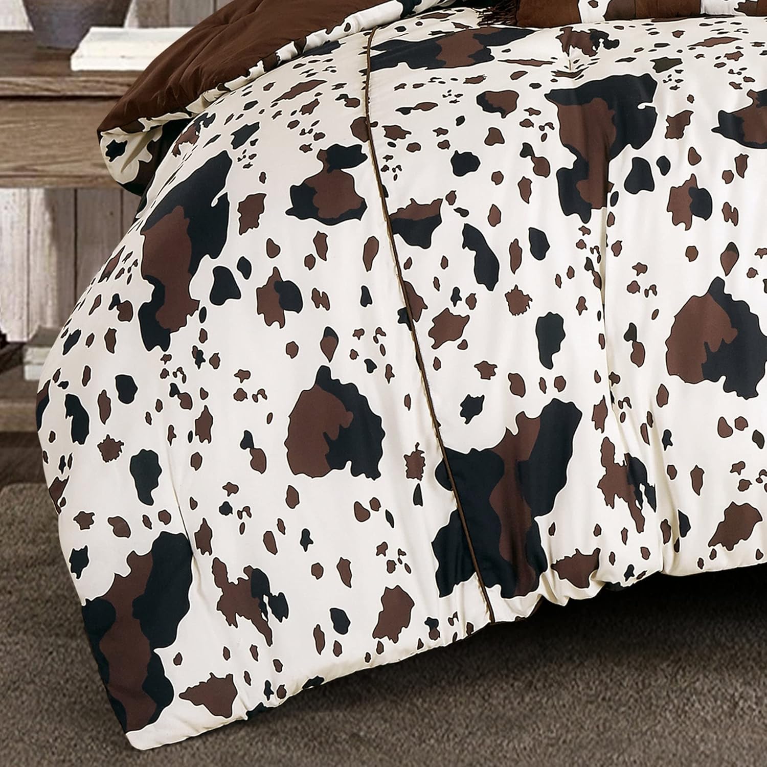 Linen Mart Rustic Cowhide Comforter Set Twin
