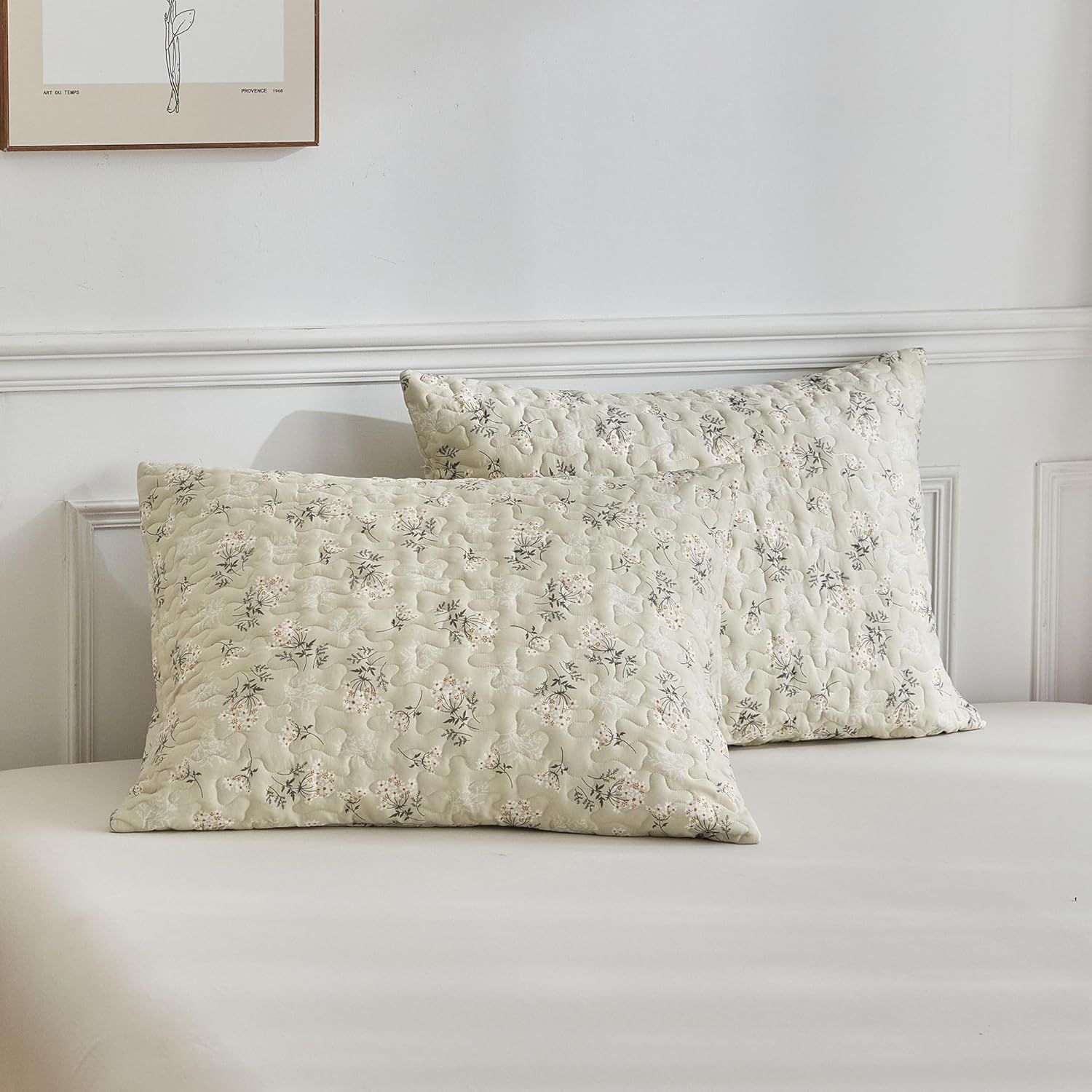 EAVD Boho Floral Queen Quilt Set with 2 Pillow Shams