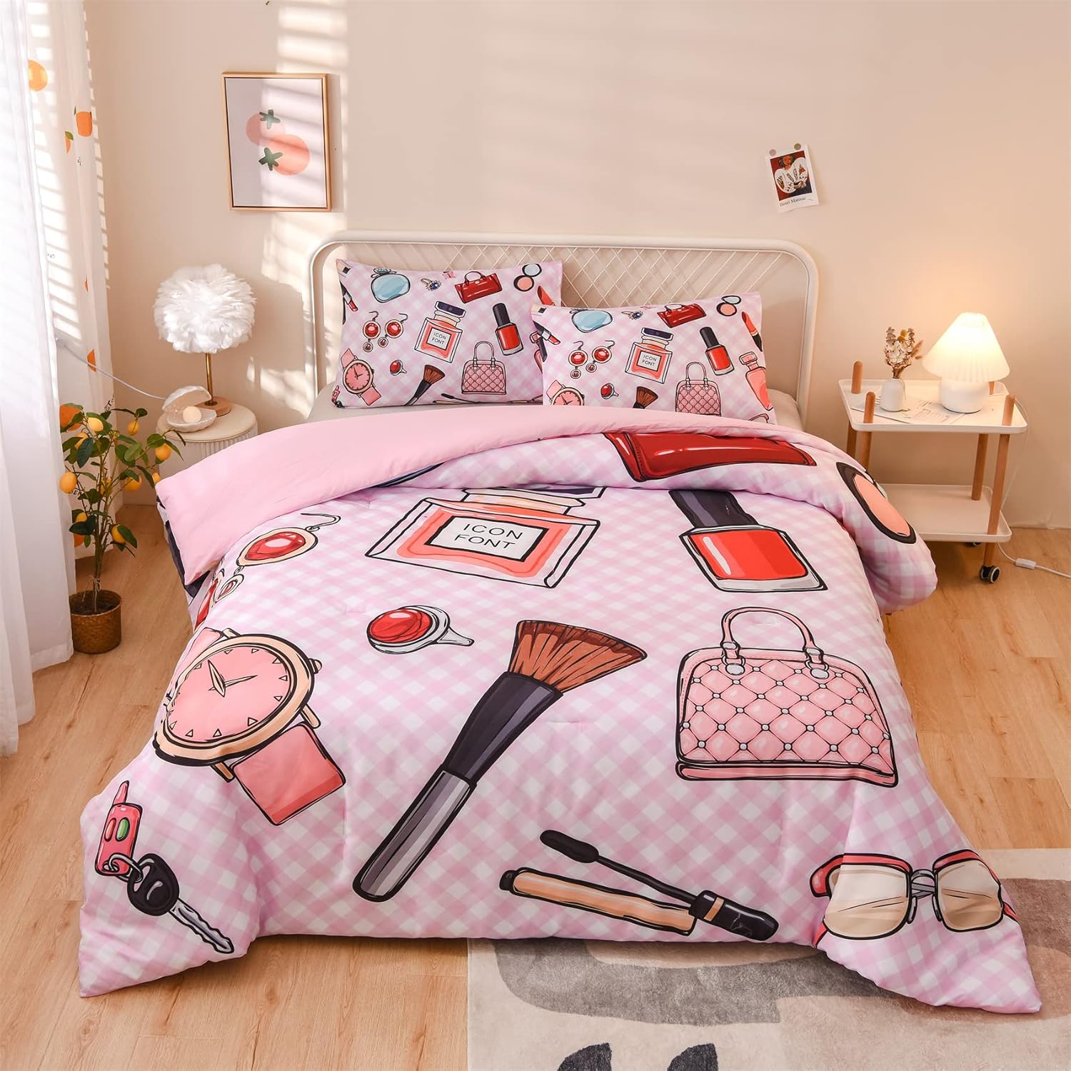 Aimuan Cosmetic Perfume Bag Lipstick Diva Pink Quilt Set 3 Pcs