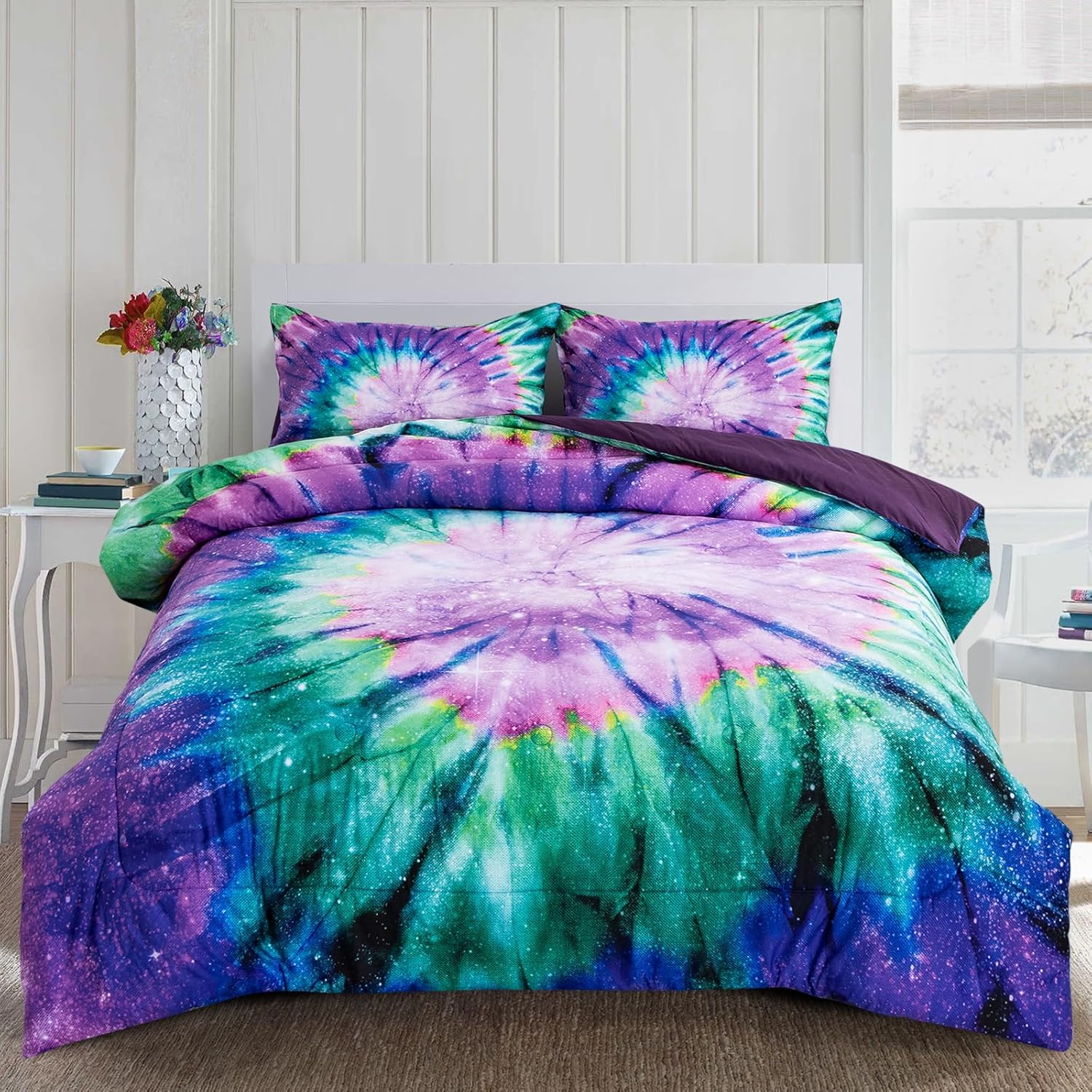 A Nice Night Galaxy Tie Dye Comforter Set for Twin