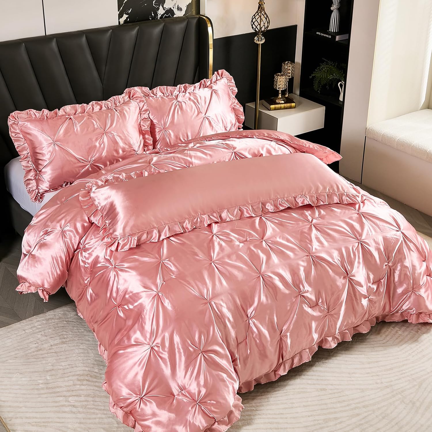 Bedbay Pink Satin Comforter Set 4 Pcs Luxury