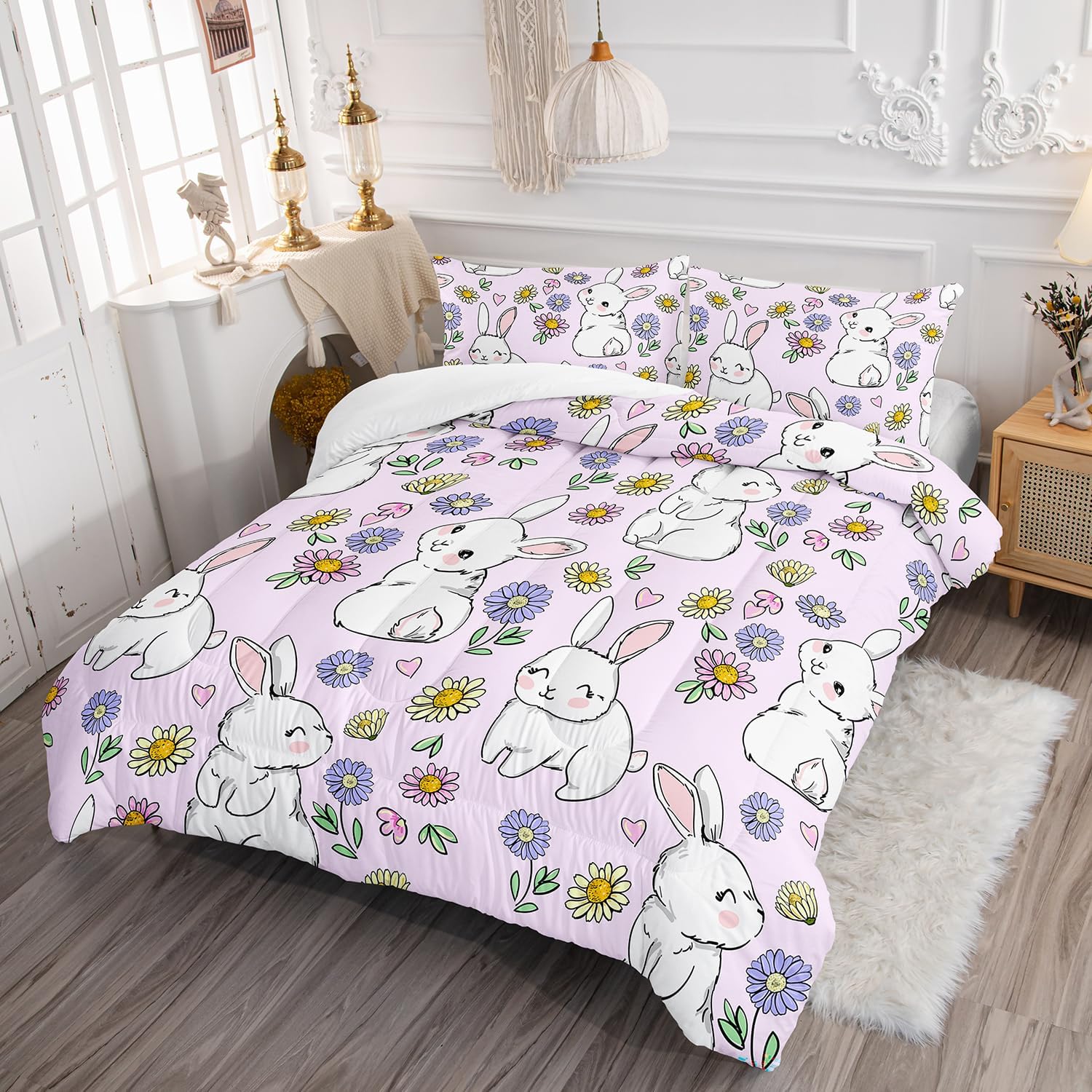 AILONEN Rabbit Comforter Set Twin Size