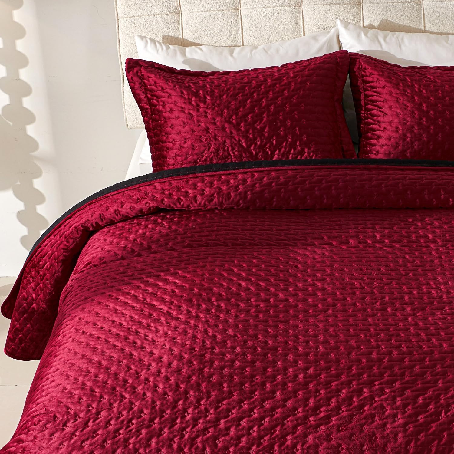 Cmfshape Velvet Quilt Set Queen Size Reversible 1