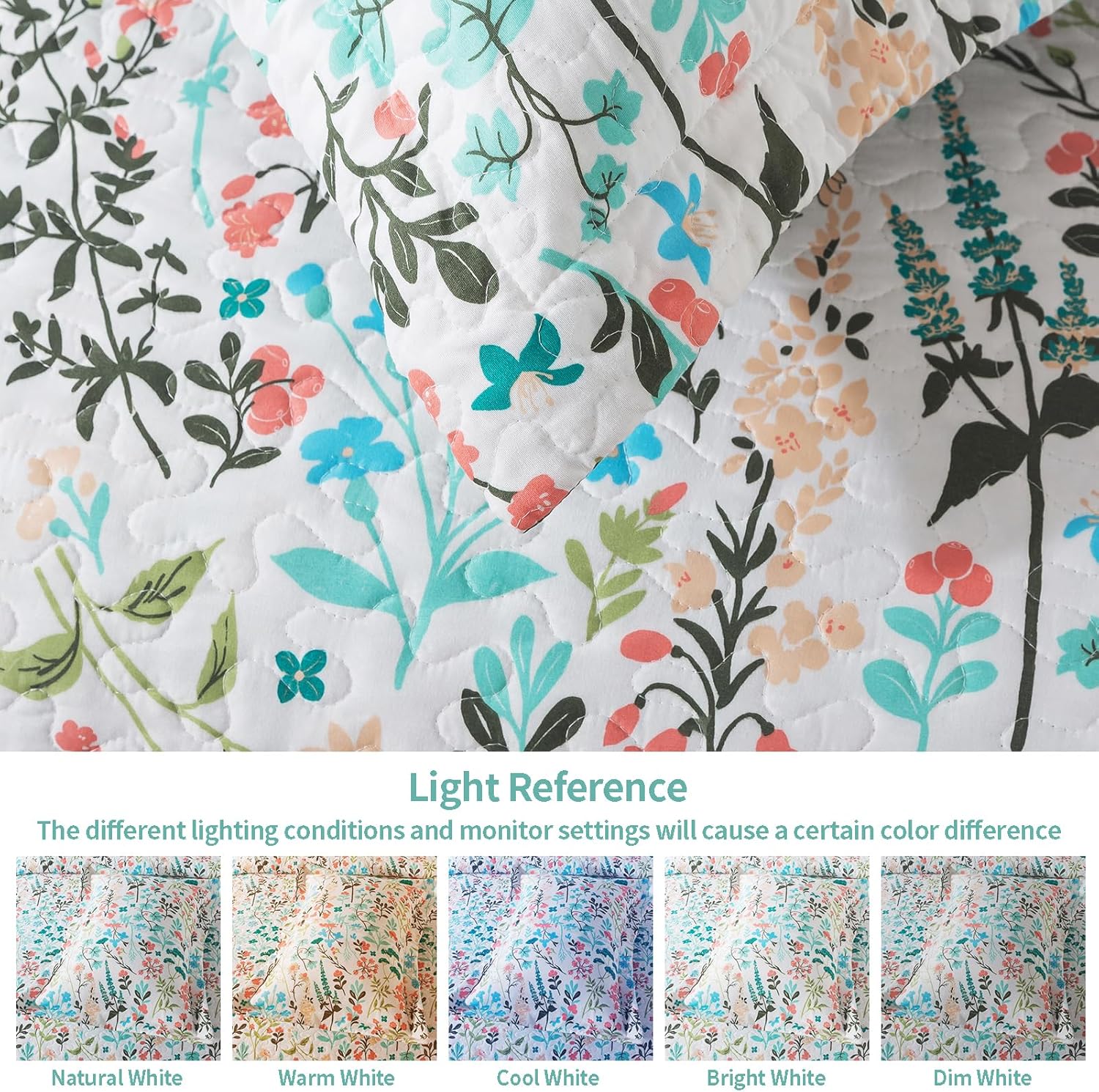 VAPUTAR Botanical Queen Quilt Set 3-Piece