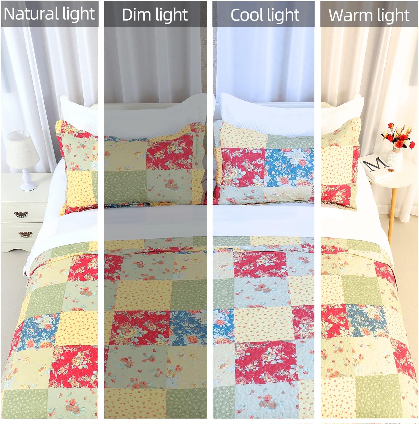 Cmfshape Summer Floral Queen Quilt Set