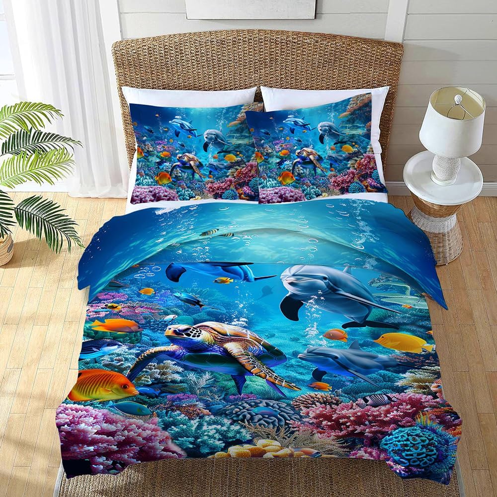 Lovira Ocean Animal 3D Print Comforter Set with Pillowcases