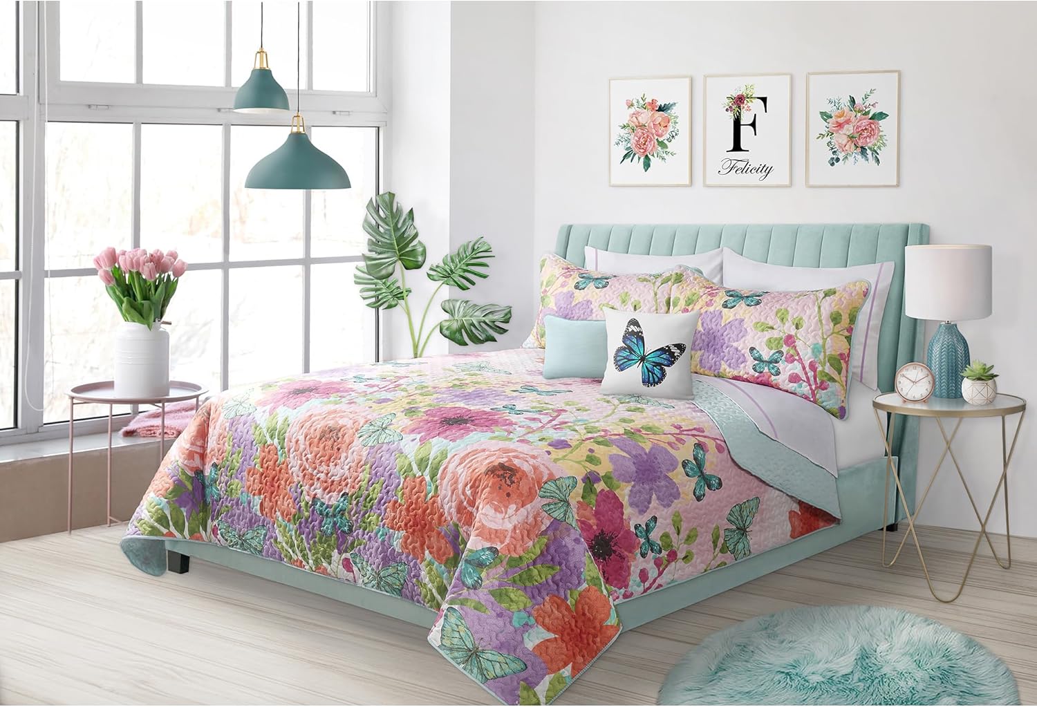 Safdie Co Felicity Quilt Set 3 Piece Modern Pattern
