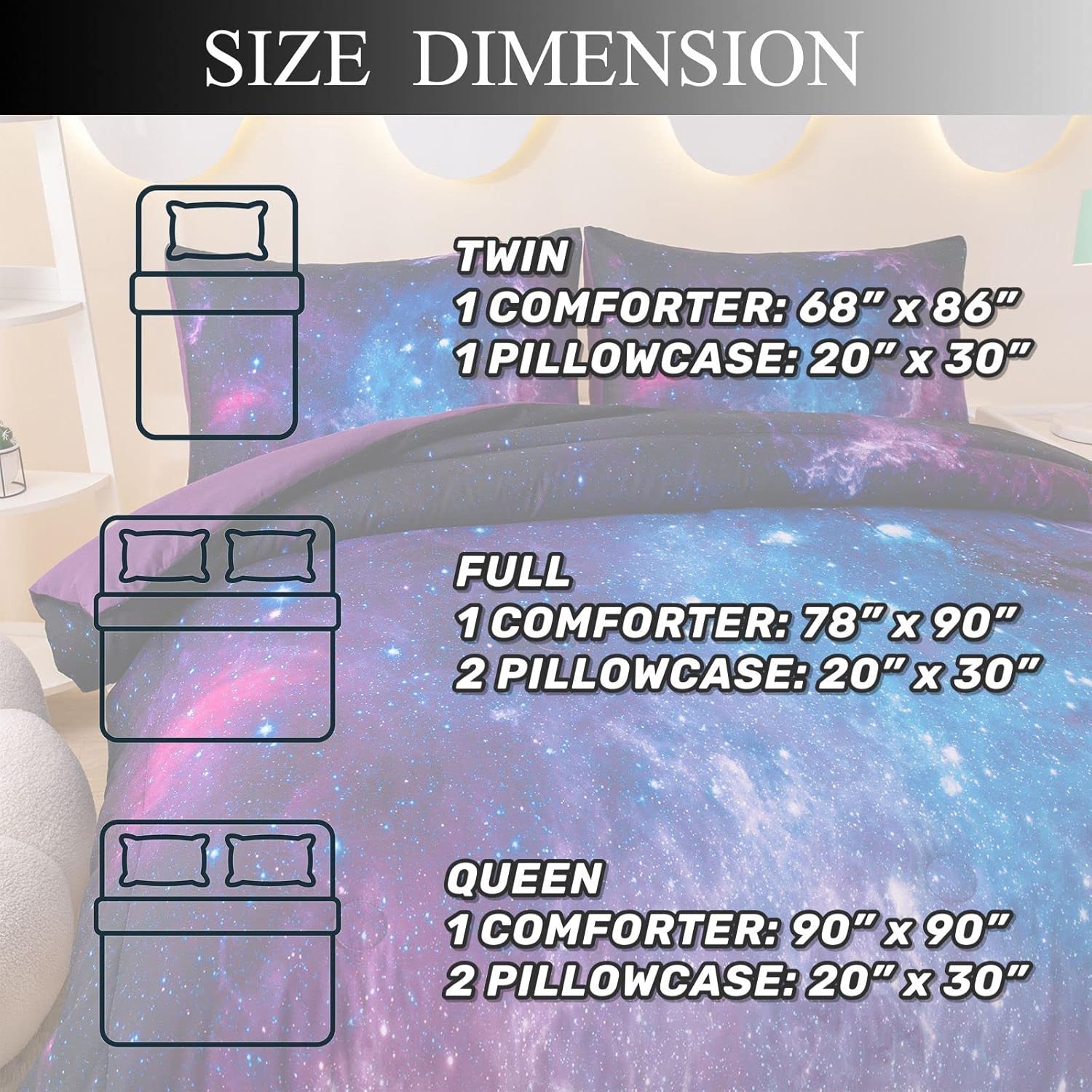 MWMWMW Galaxy Comforter Set Queen