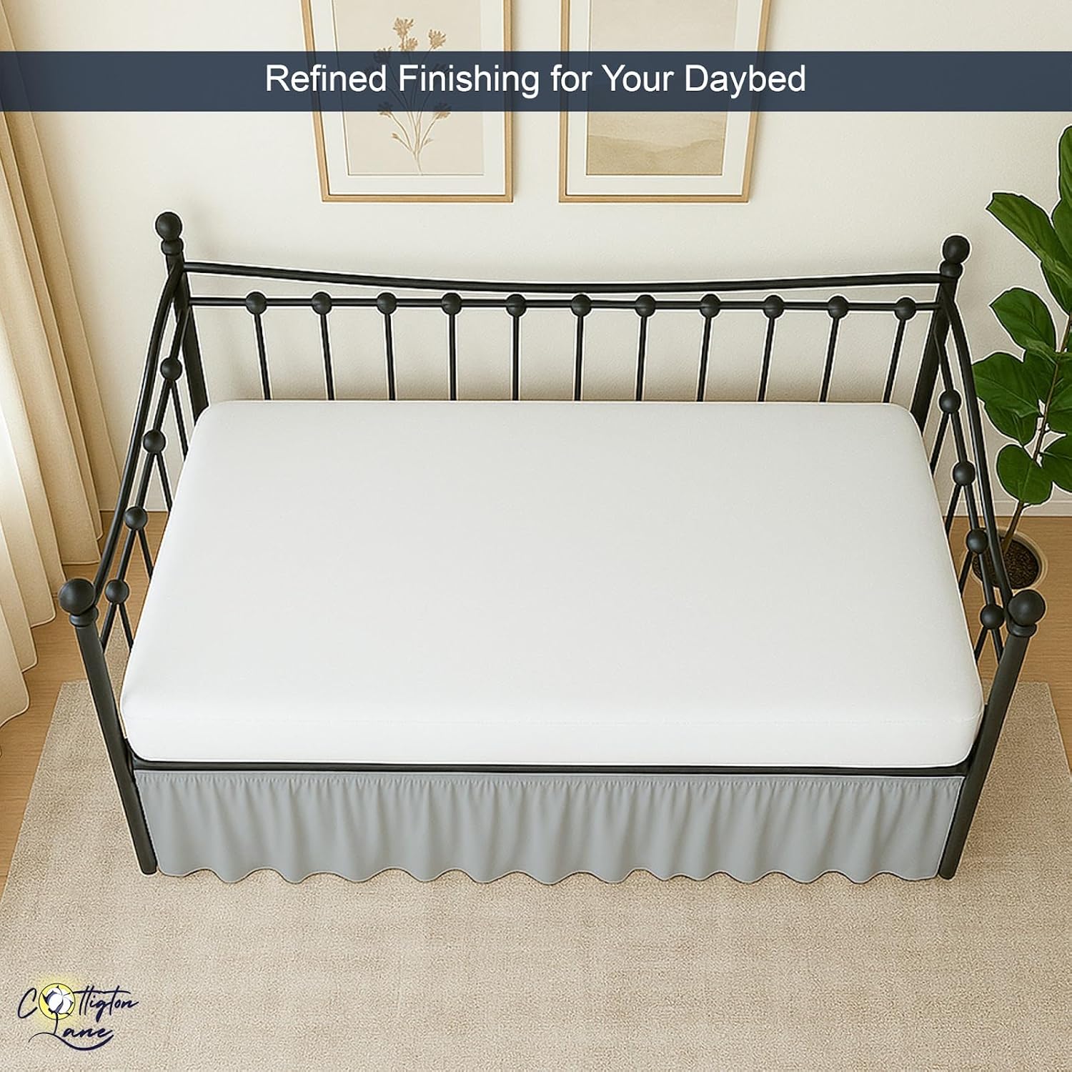 Cottington Lane Daybed Skirt Twin Light Grey 18 Inch Drop
