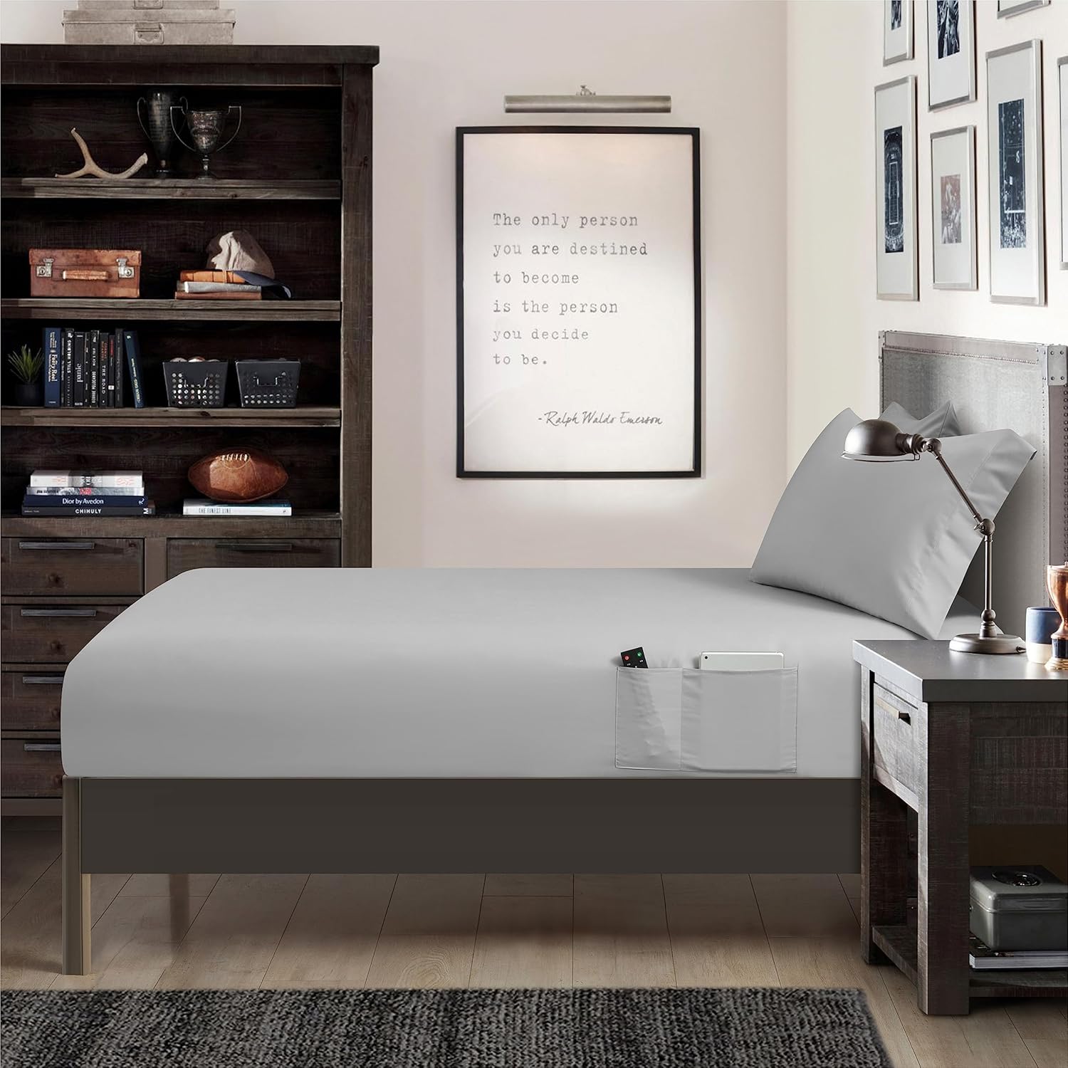 3 Piece Twin XL Sheet Set with Tech Pockets - Grey