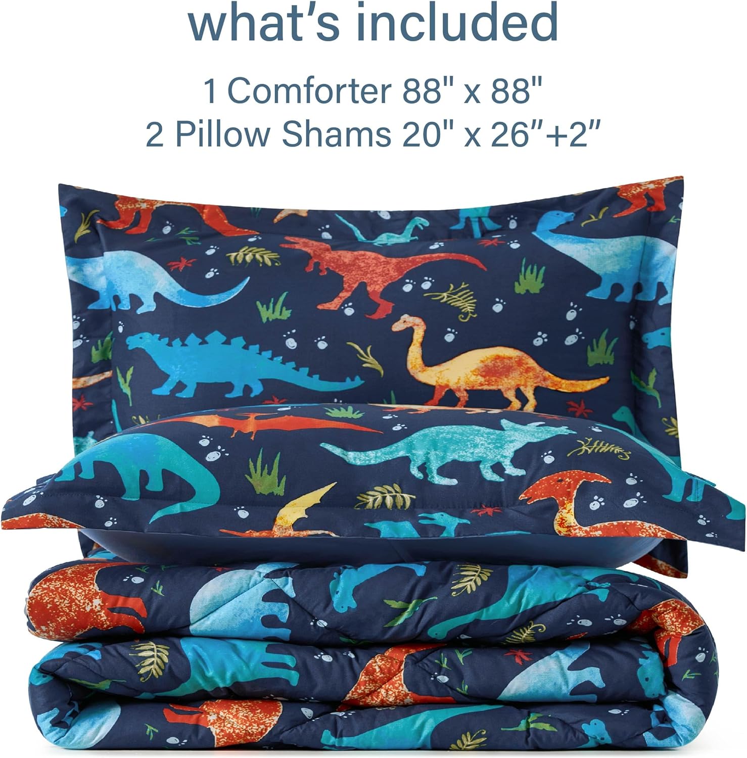 PPOLCA Queen Dinosaur Kids Comforter Set - 3 Pieces Super Soft and Lightweight