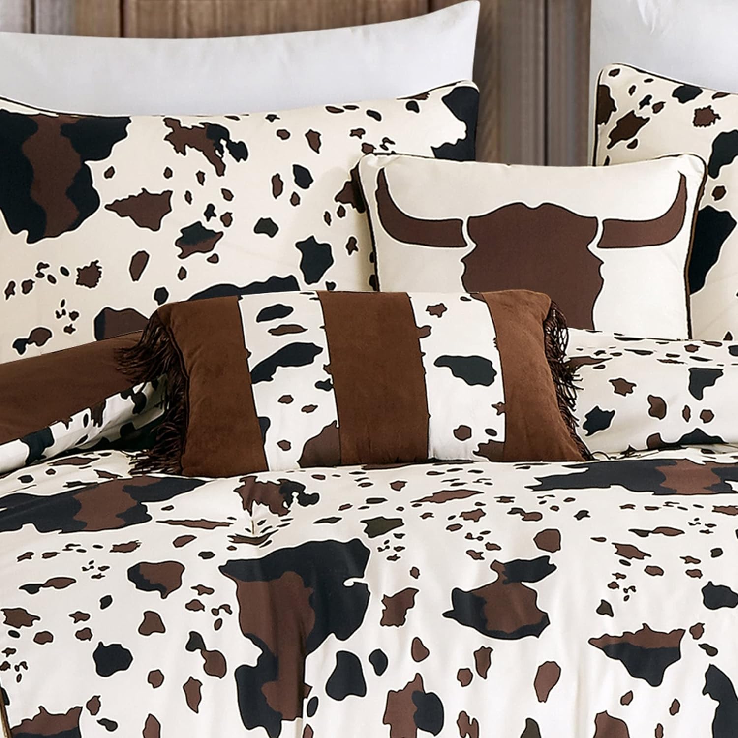 Linen Mart Rustic Cowhide Comforter Set Twin