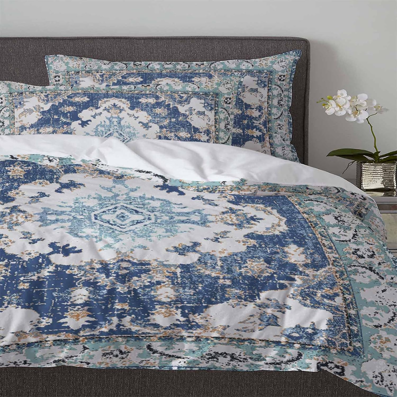 ZOE GARDEN Southwestern Blue Duvet Cover Set Queen 3Pcs