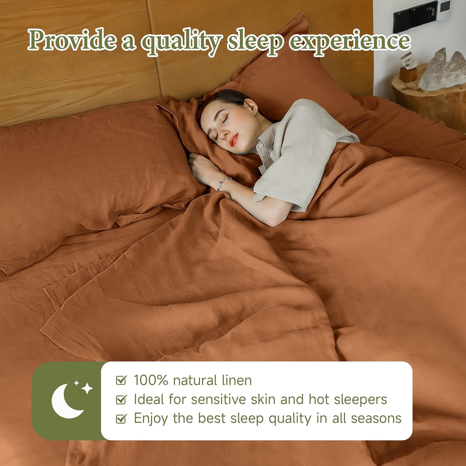 SimpleOpulence 100 Linen Sheet Set - California King Rust
