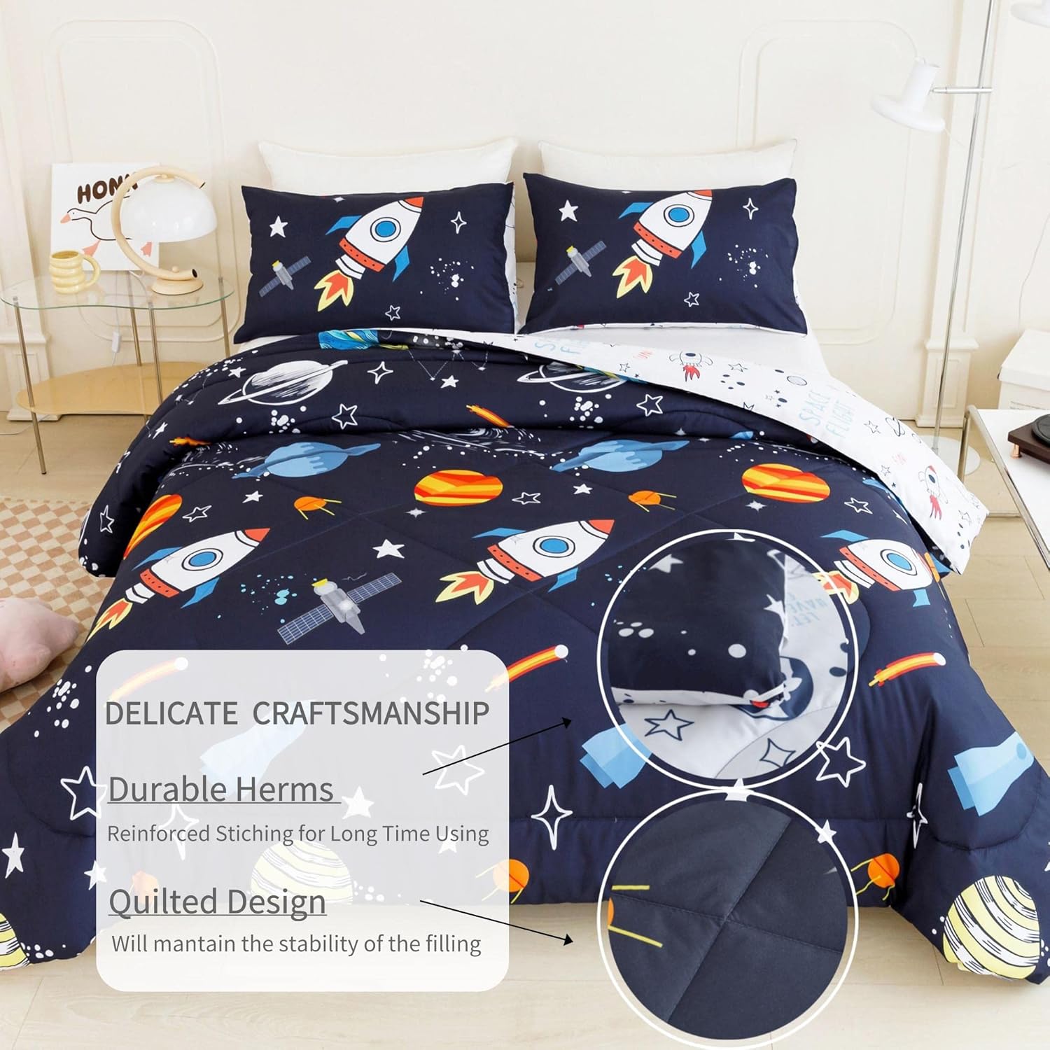 RYNGHIPY Space Rocket Comforter Set Twin Size