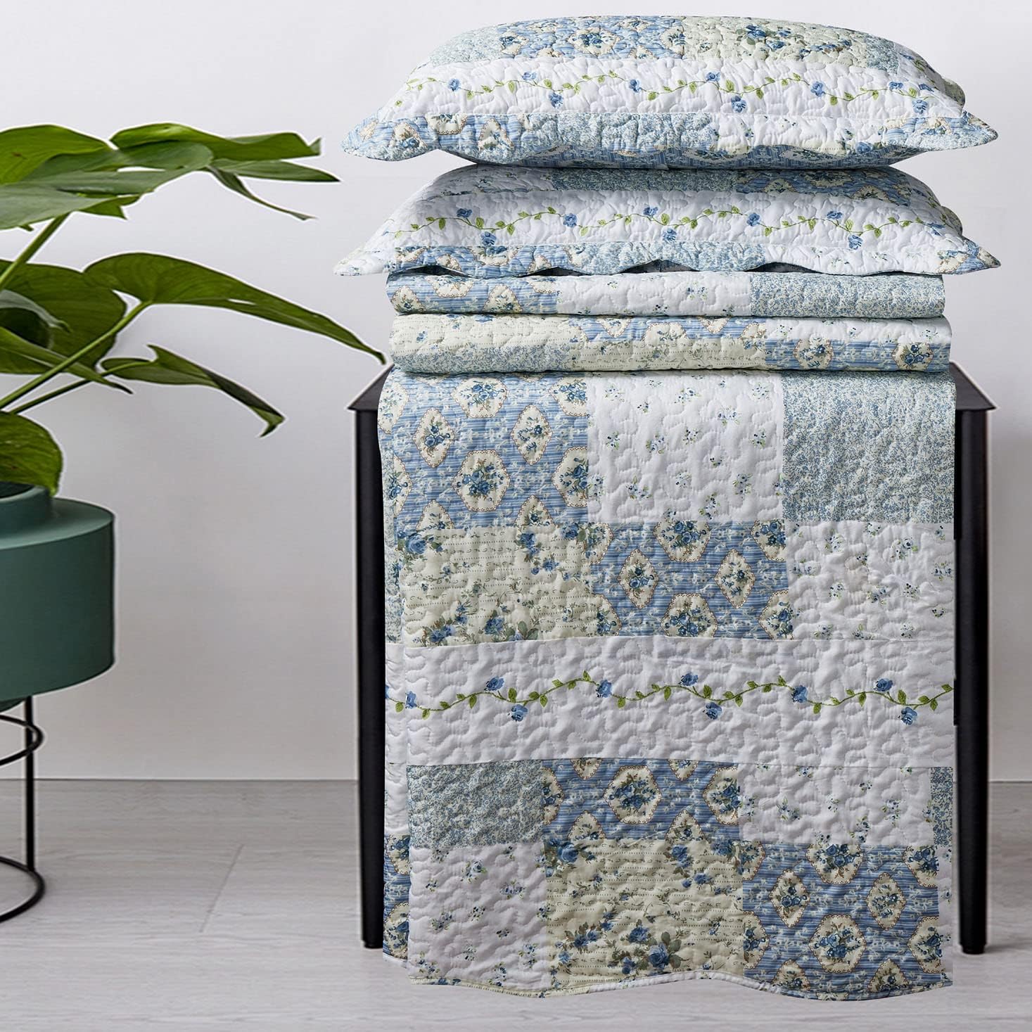 5-Pcs Bedspread Set Twin Microfiber Wrinkle-Free