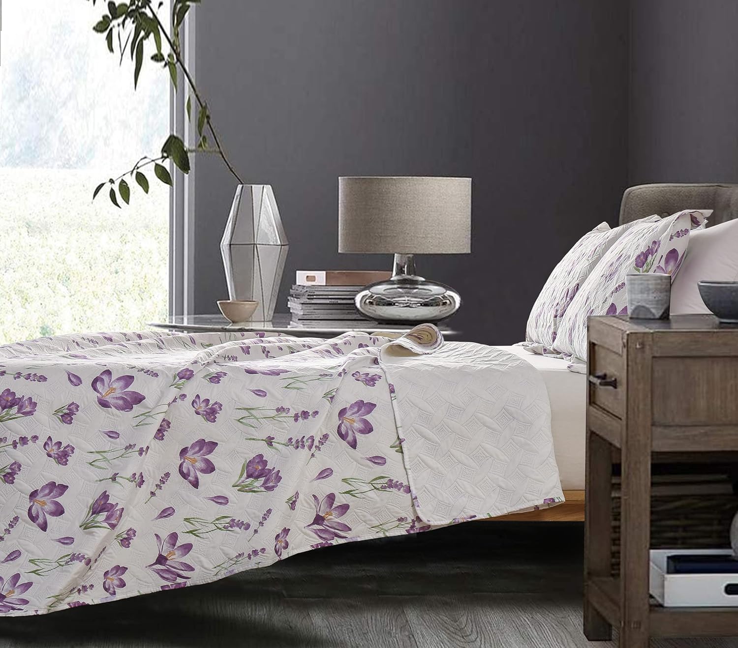 ARL HOME Queen Size Floral Quilt Set Reversible
