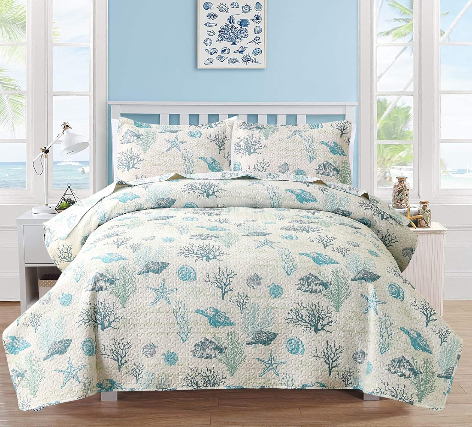 Hailea Ocean Quilt Set King Size Coastal Bedding
