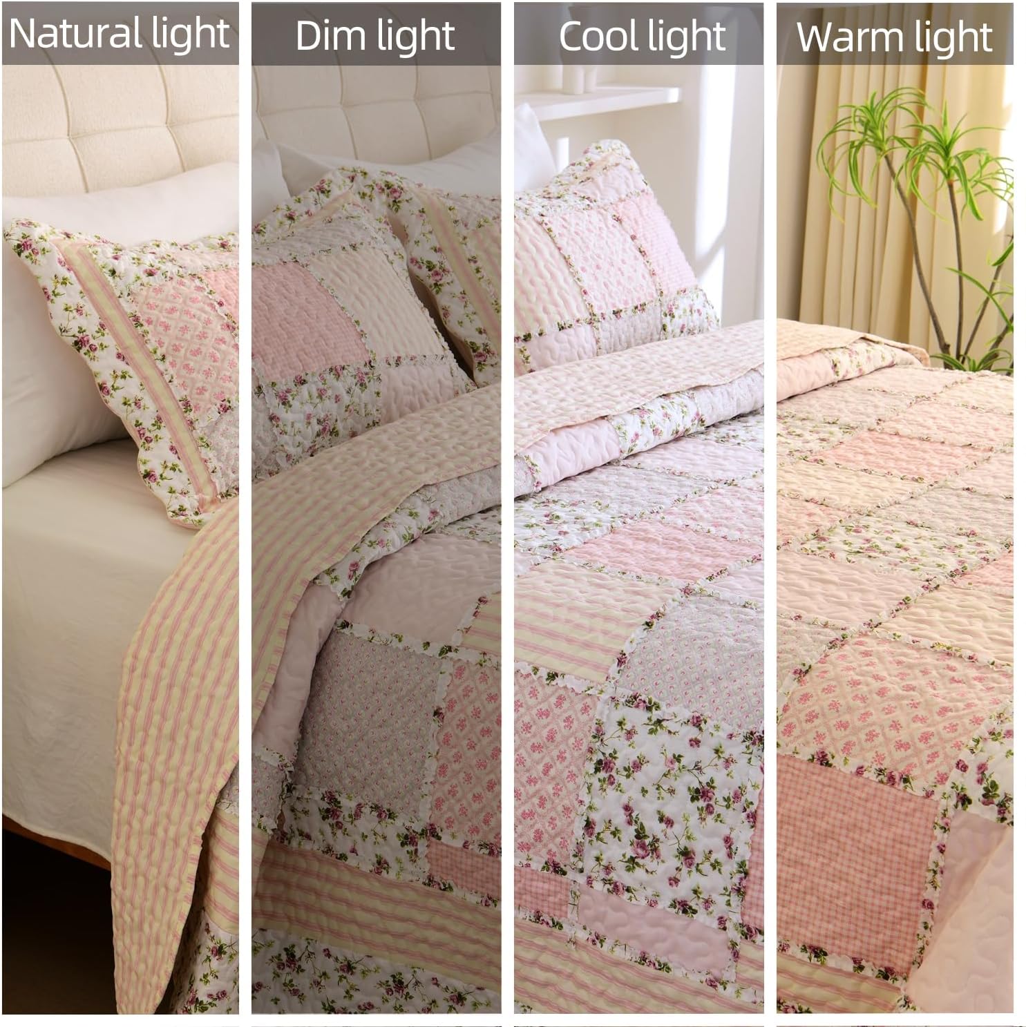 Cmfshape Floral Quilt Bedspread Queen Size 3 Piece Set