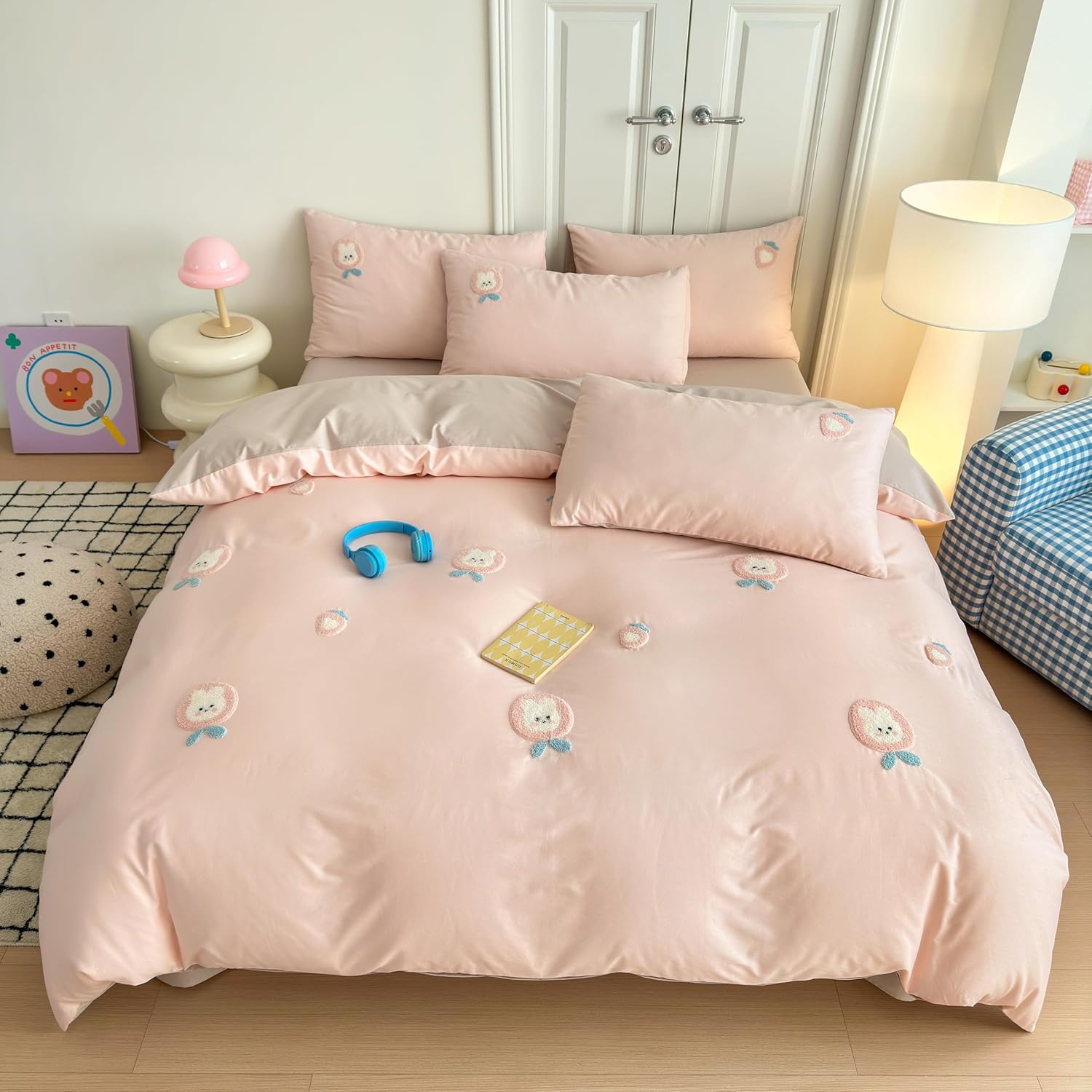 MorroMorn Twin Duvet Cover Set Peach Pink