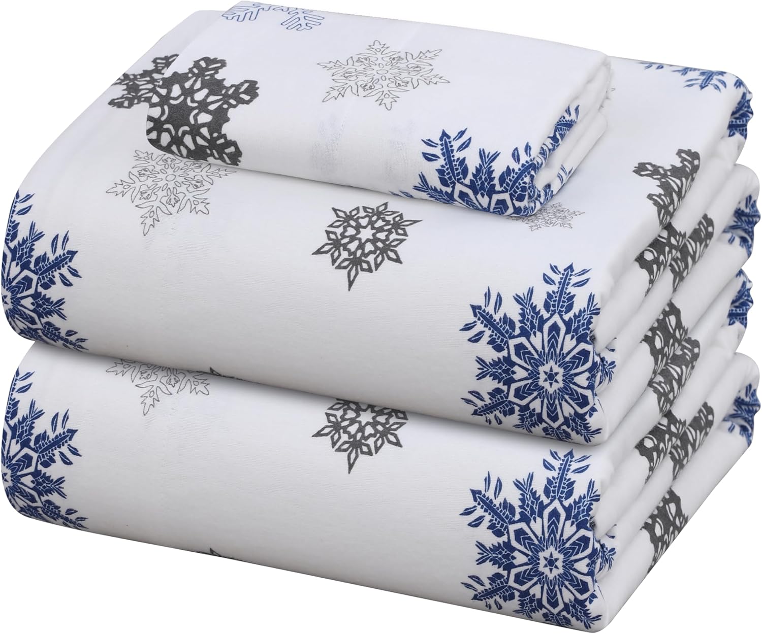 ZOYER Flannel Twin XL Sheet Set - 3 Pieces White Snow