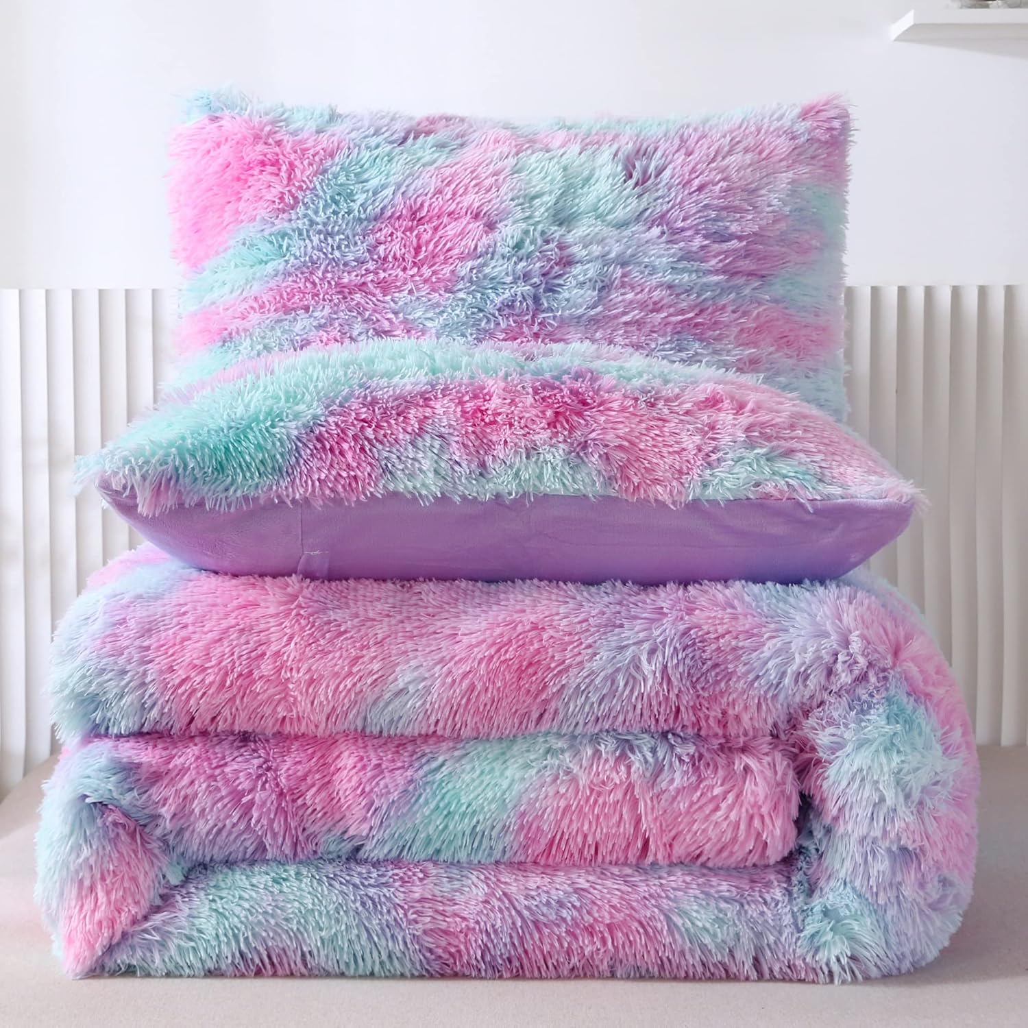 RYNGHIPY Purple Tie Dye Duvet Cover Set Twin Size 1
