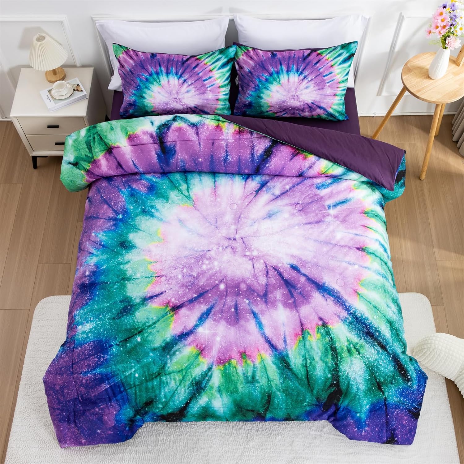 A Nice Night Galaxy Tie Dye Comforter Set for Twin