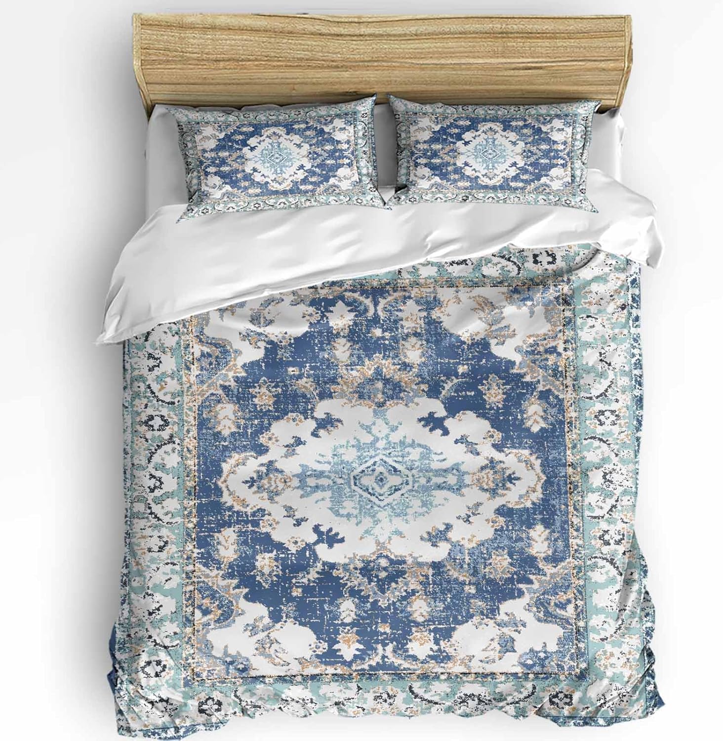 ZOE GARDEN Southwestern Blue Duvet Cover Set Queen 3Pcs