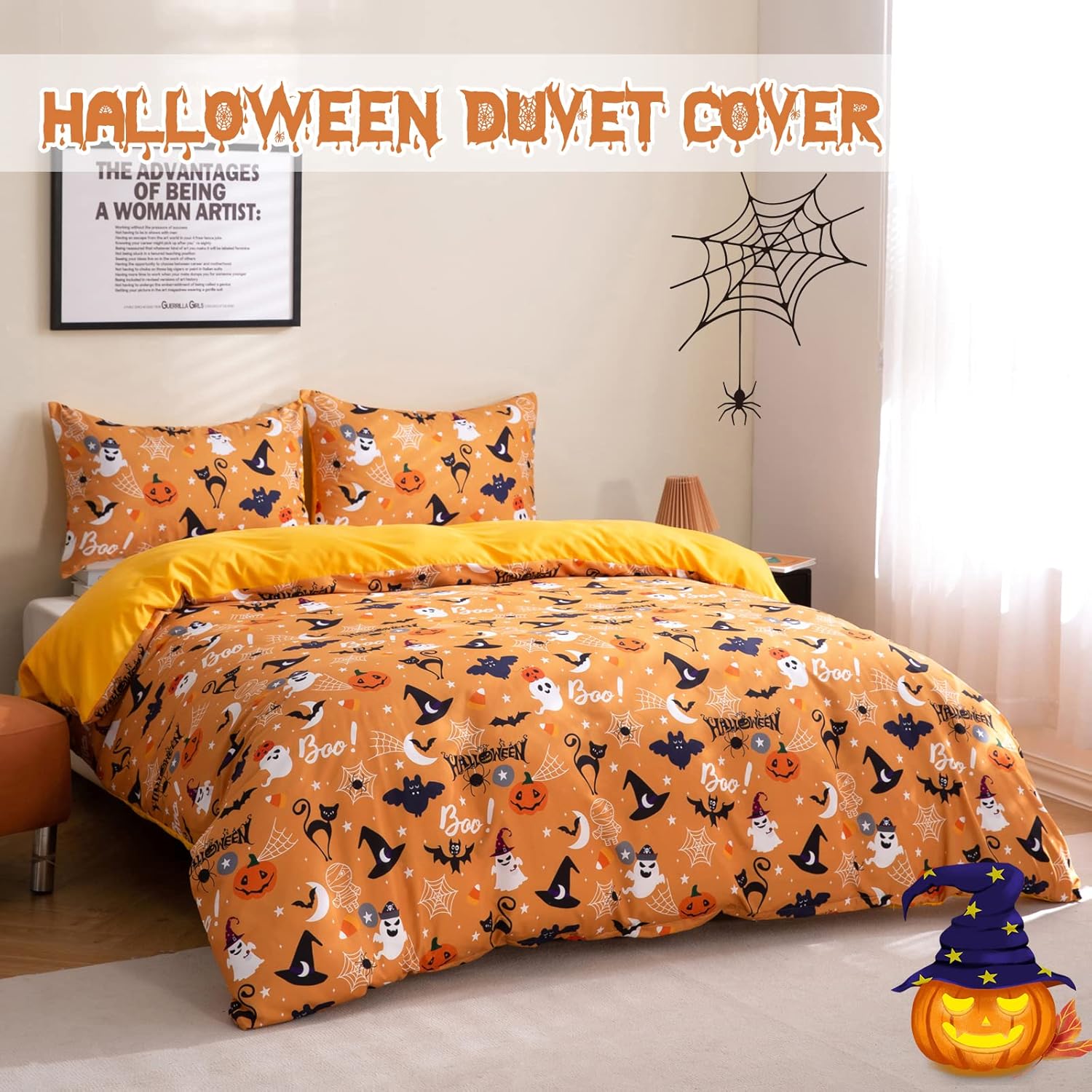 Luxudecor Halloween Duvet Cover Set Queen Size 1