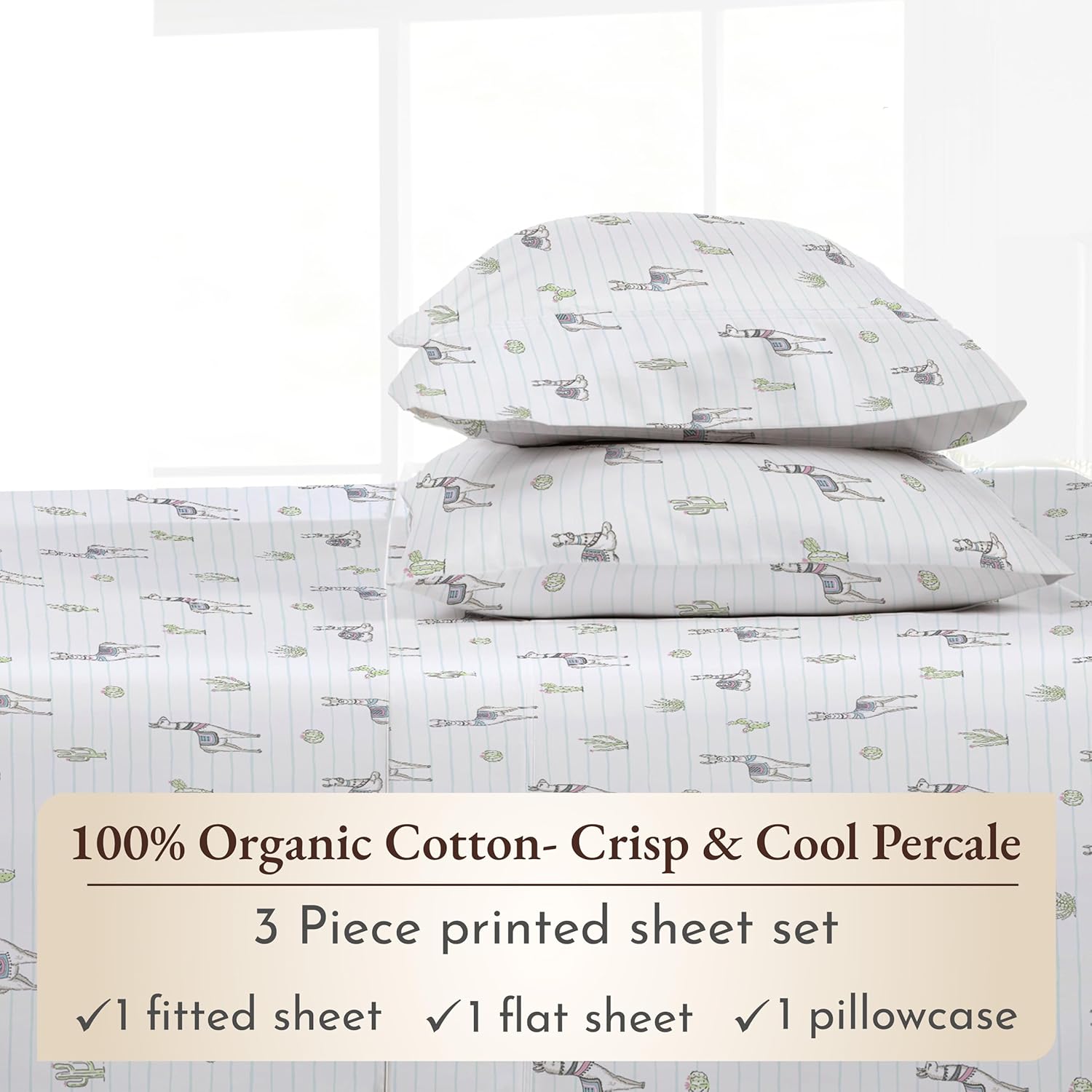 California Design Den Organic Cotton Llama Sheet Set