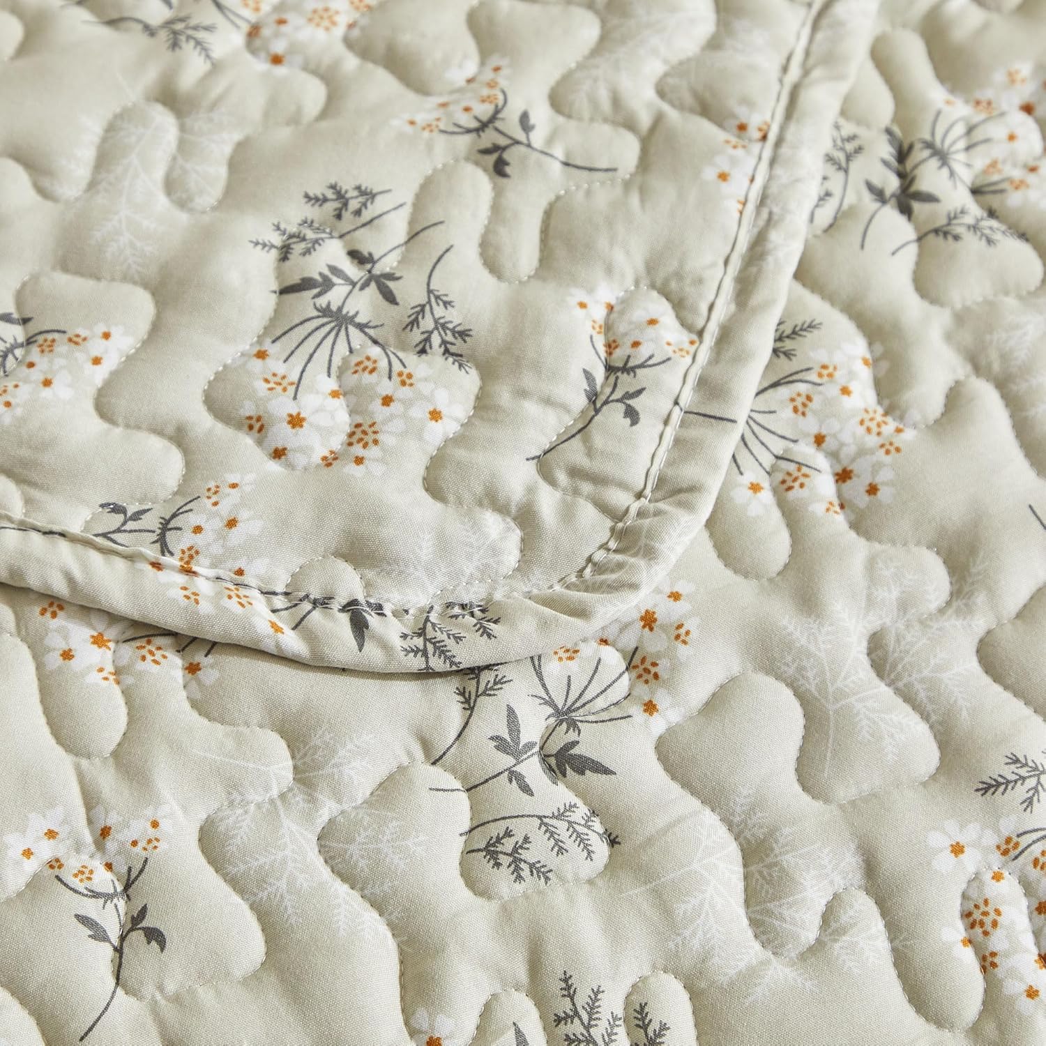 EAVD Boho Floral Queen Quilt Set with 2 Pillow Shams