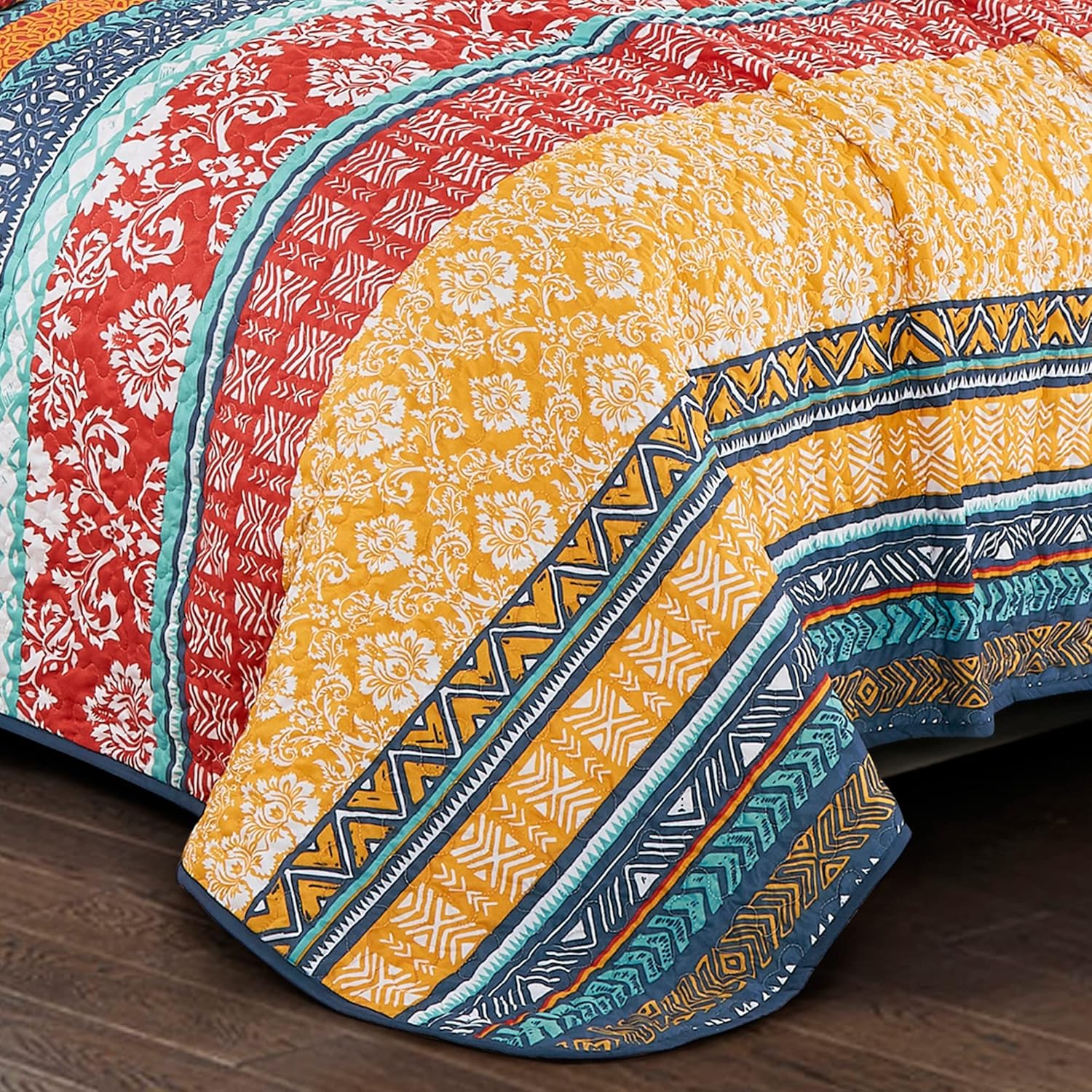 Chezmoi Collection Amara 3-Piece Boho Stripe Quilt Set