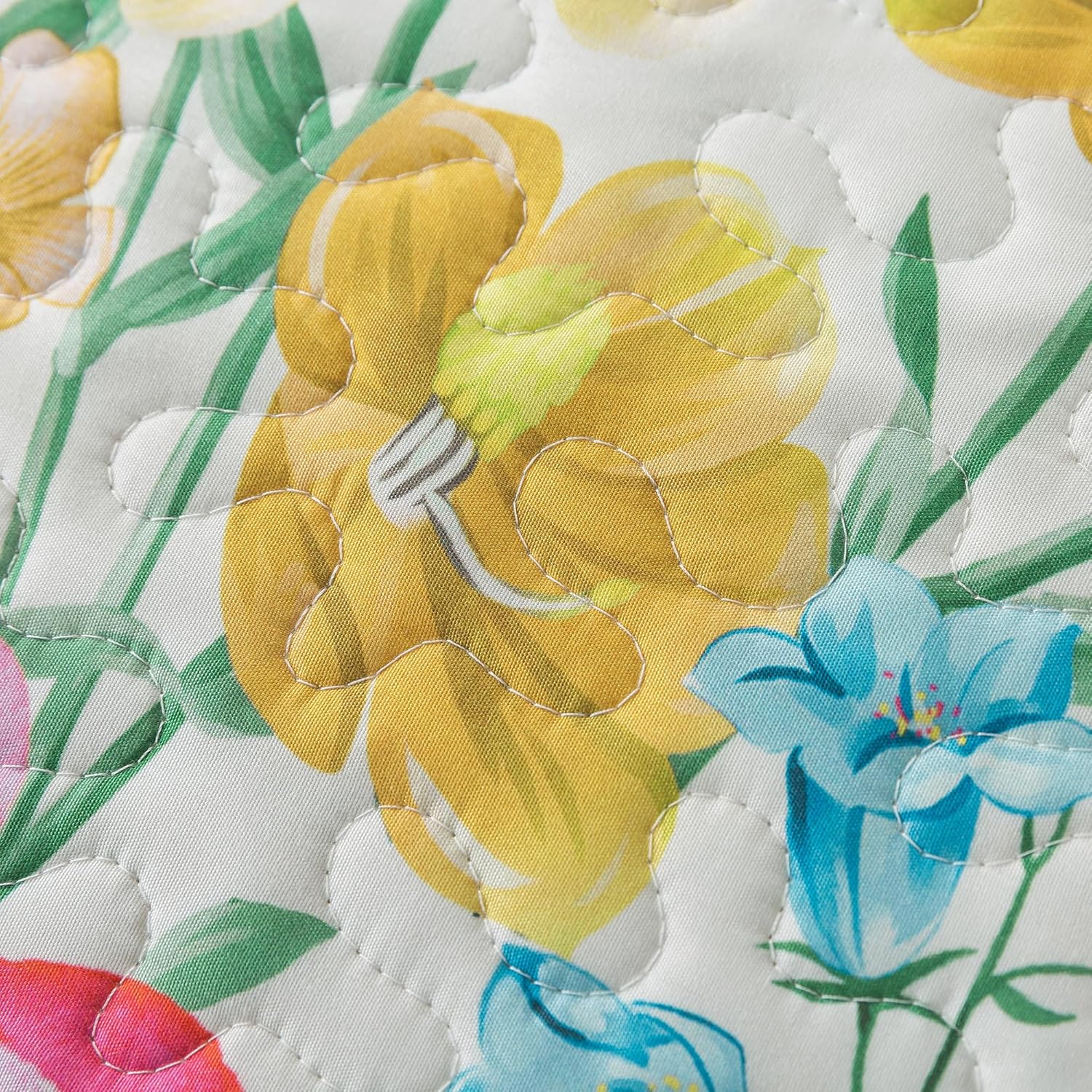 NEWLAKE Dreamy Flowers Reversible Quilt Set King Size