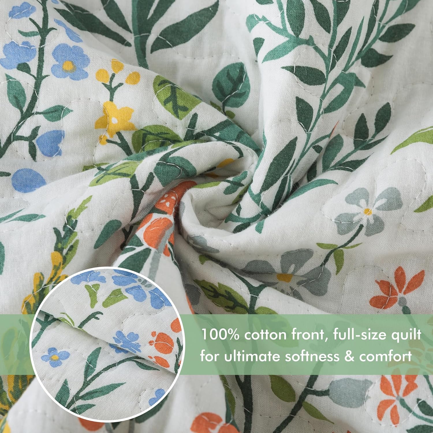 Etwel Queen Quilt Bedding Set Soft Reversible Cotton Bedspread with 2 Pillow Shams