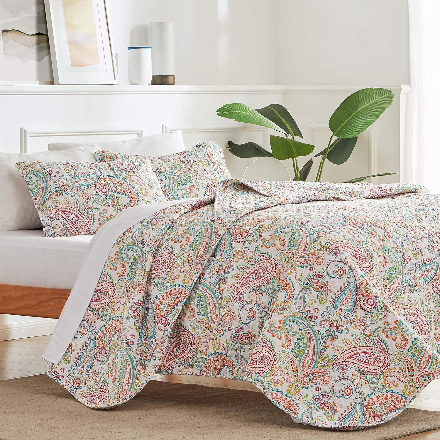 Sleep Zone 3-Piece Printed Quilt Set - Full Queen Size