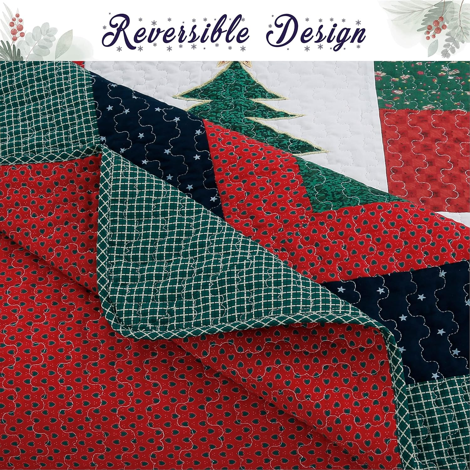 Cozy Line Christmas Patchwork Quilt Set Queen - 3 Piece